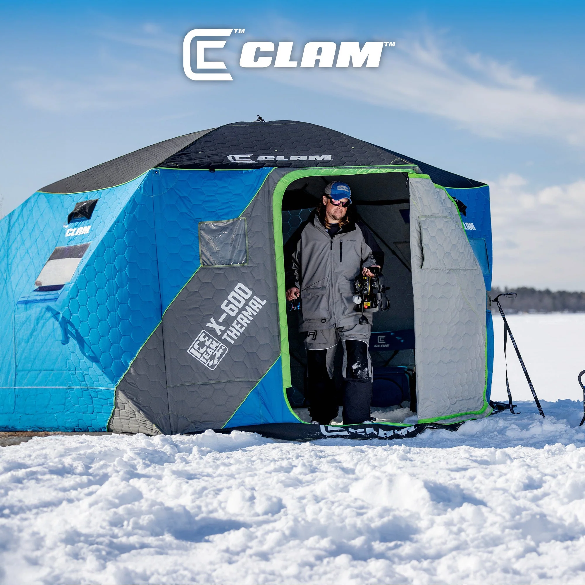 CLAM X-600 Portable 11.5' 6 Person Ice Team Thermal Hub Shelter w/Dimmable Light - Image 6