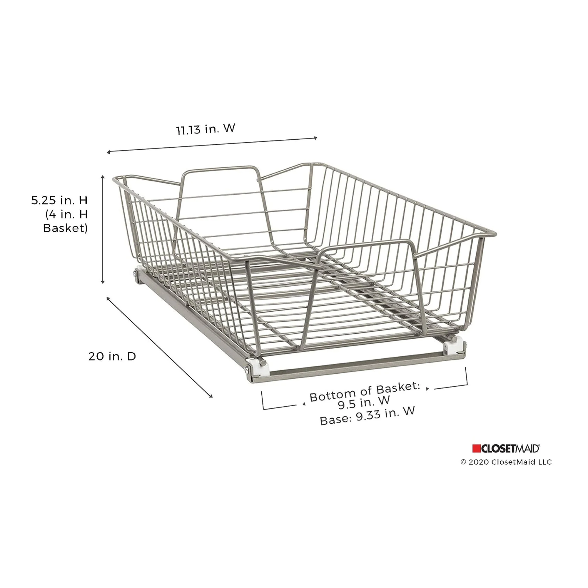 ClosetMaid 11 Inch Wide Kitchen Single Tier Cabinet Pull Out Basket, Nickel - Image 5