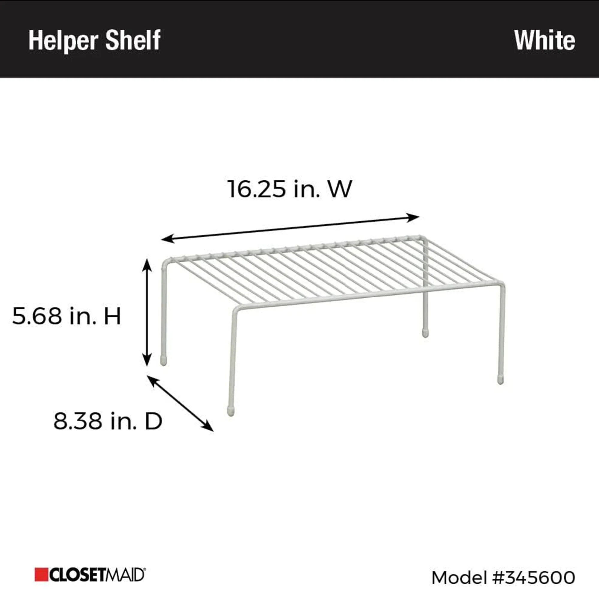 ClosetMaid 16.25'' x 8.38'' x 5.68'' Large Wire Shelf Rack Organizer Unit, White - Image 5