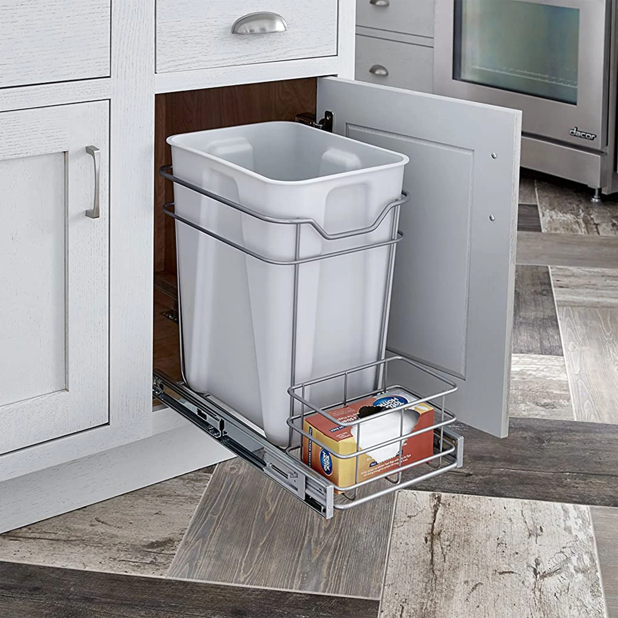 ClosetMaid 32102 Premium 24 Quart Cabinet Sliding Pull Out Trash Bin, Platinum - Image 8