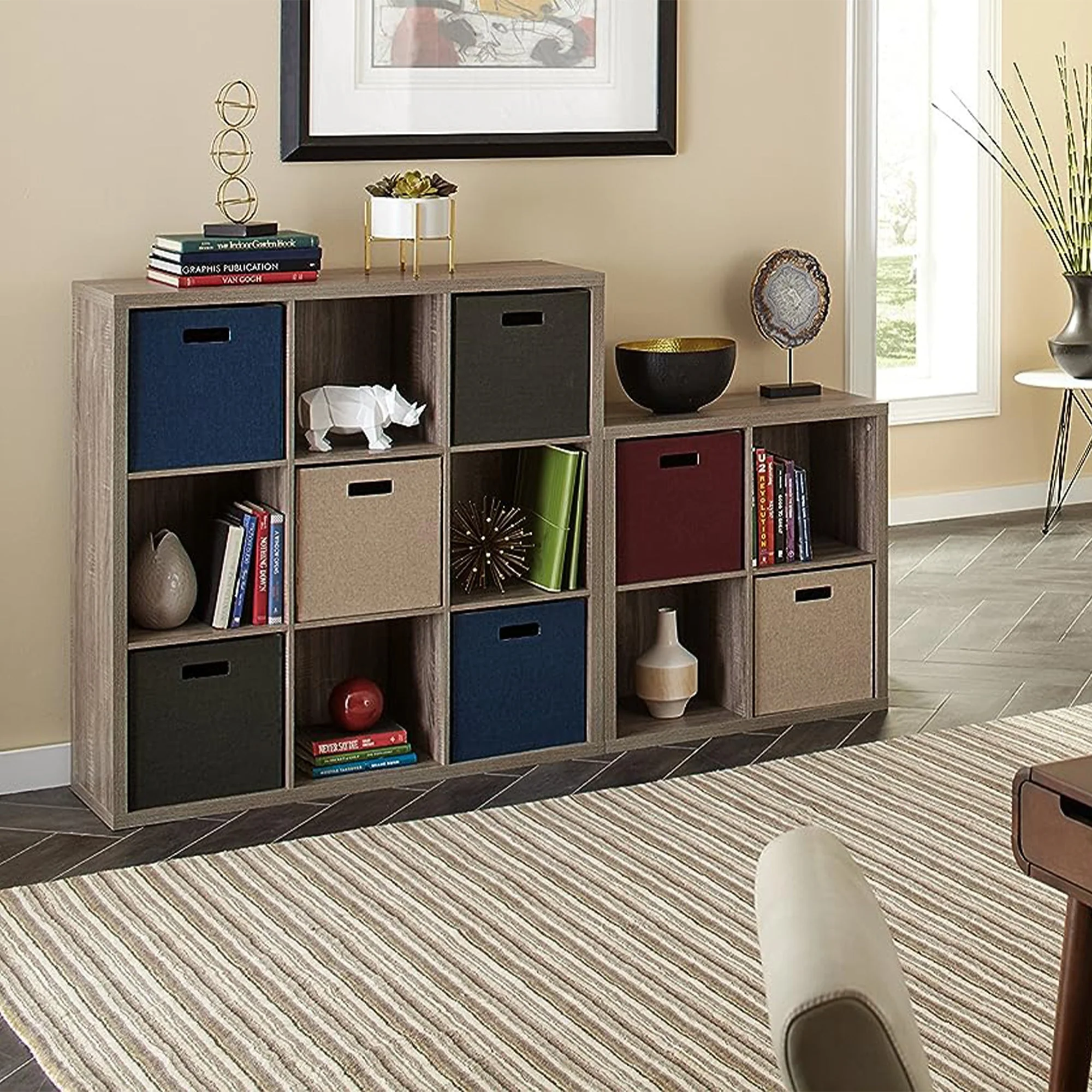 ClosetMaid 4 Cube Storage Shelf Bookshelf Home Organizer with Back Panel, Gray - Image 8