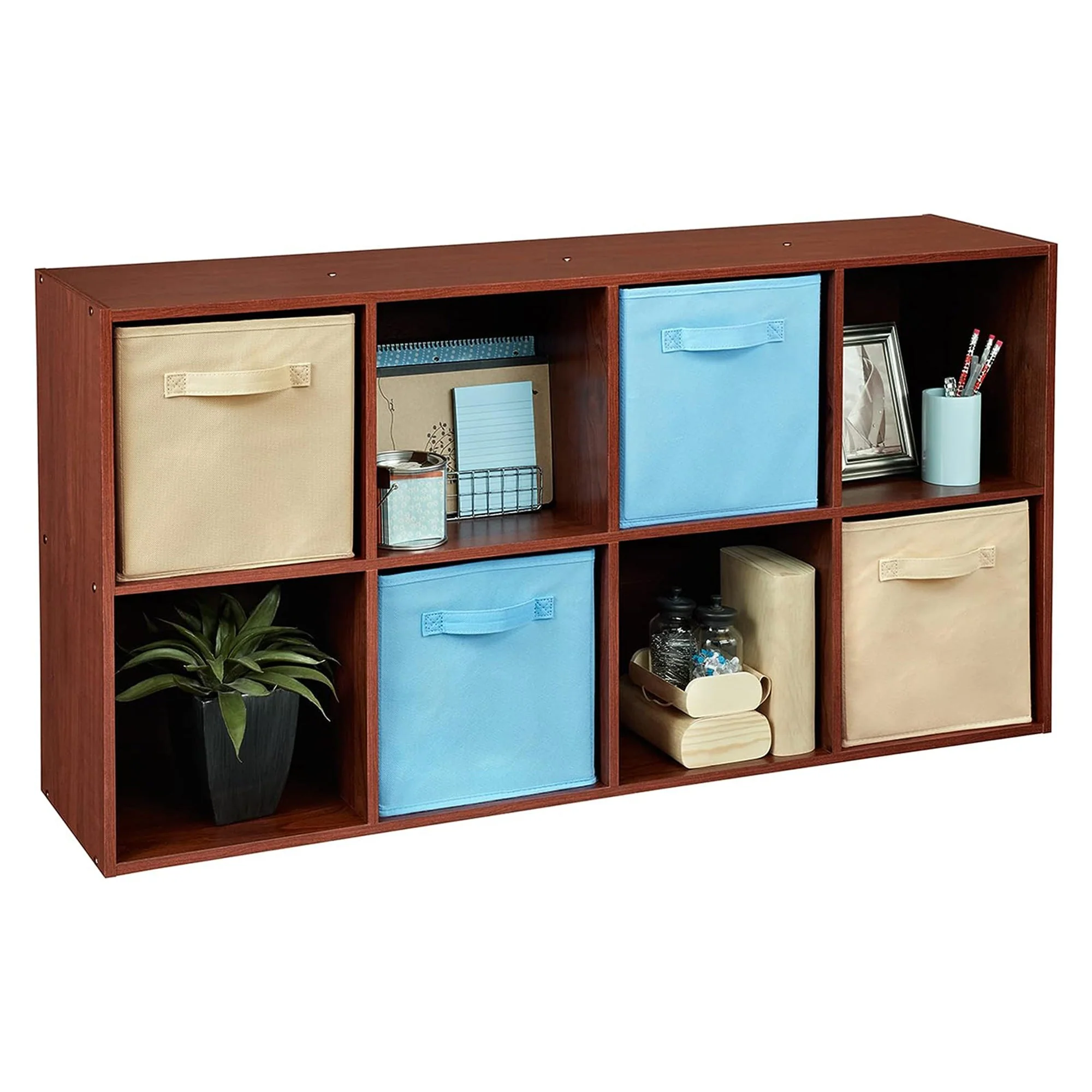 ClosetMaid 8 Cube Cubby Wood Open Bookcase Display Shelf Organizer, Dark Cherry - Image 6
