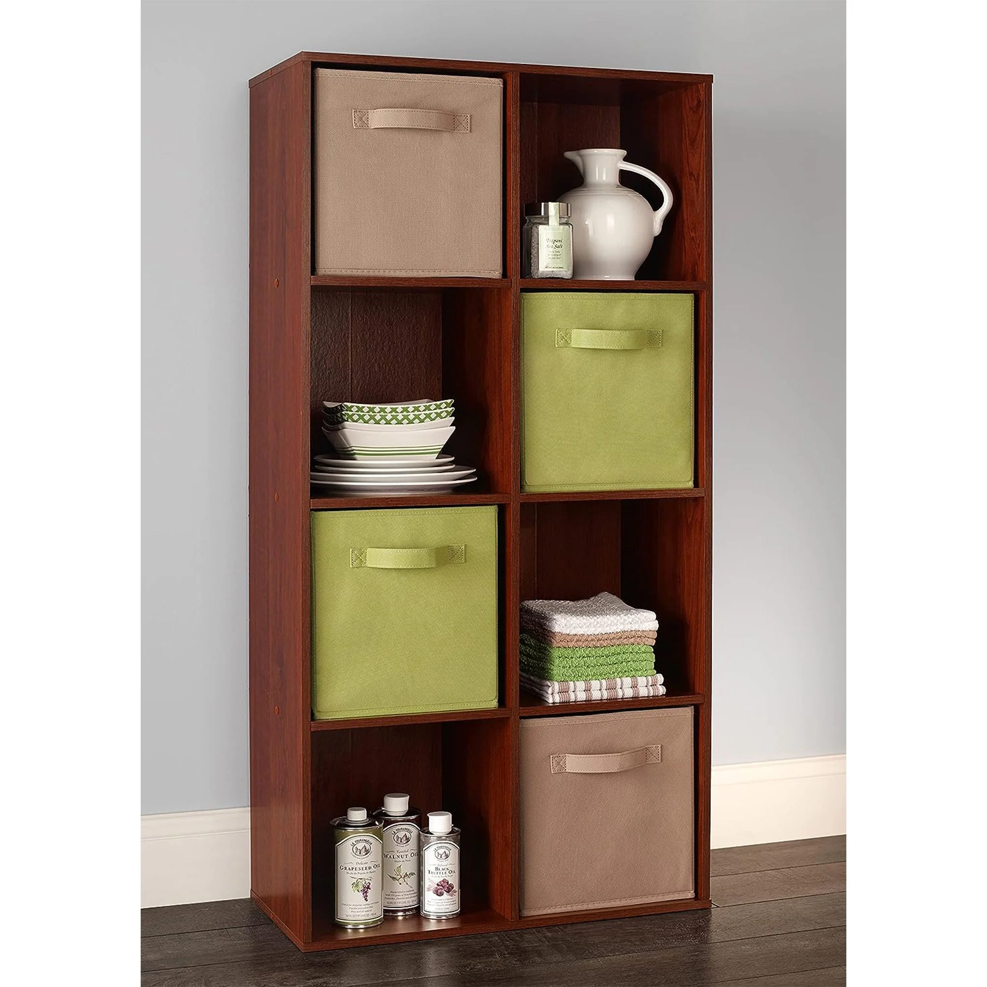 ClosetMaid 8 Cube Cubby Wood Open Bookcase Display Shelf Organizer, Dark Cherry - Image 8