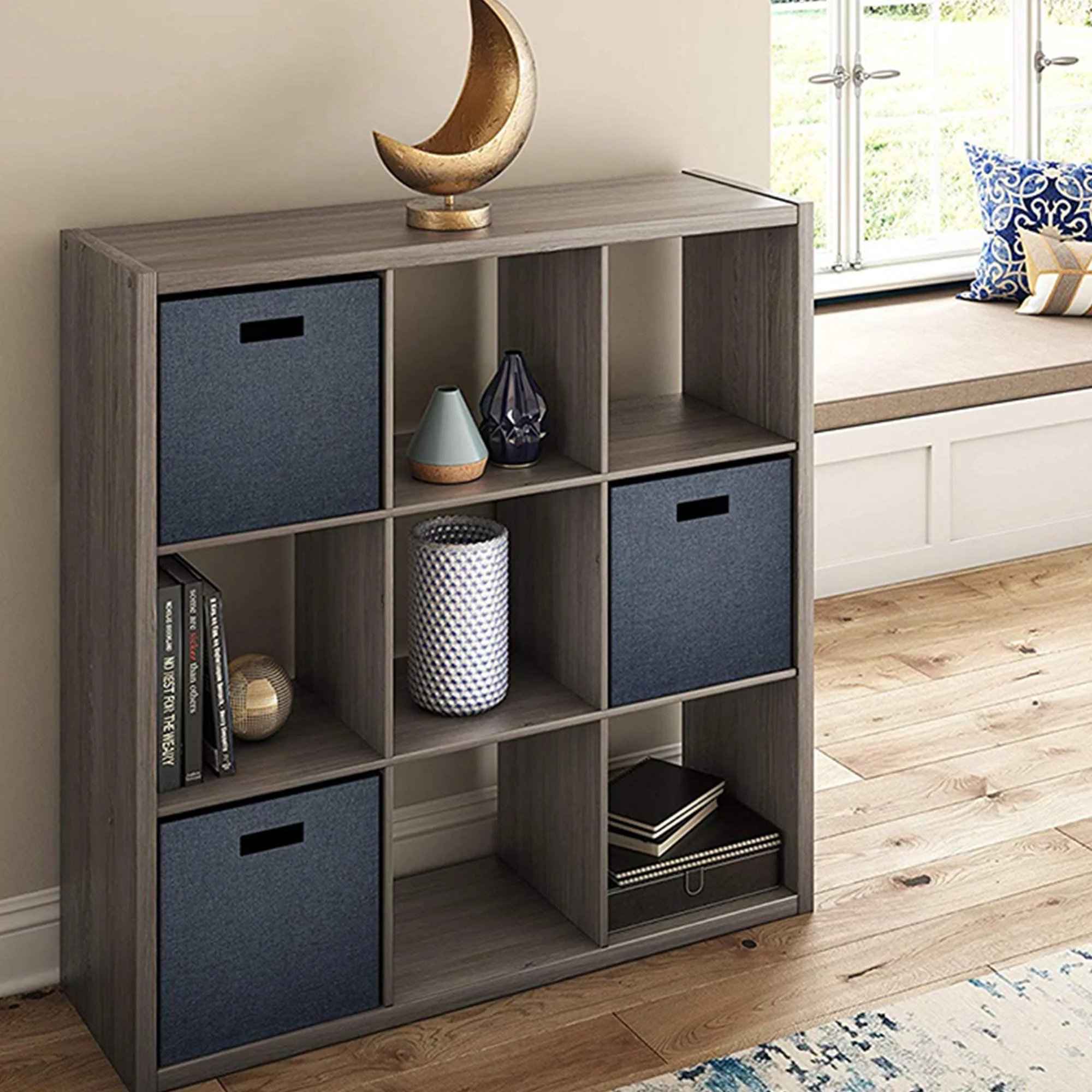 ClosetMaid Decorative Bookcase Open Back 9-Cube Storage Organizer, Graphite Gray - Image 4
