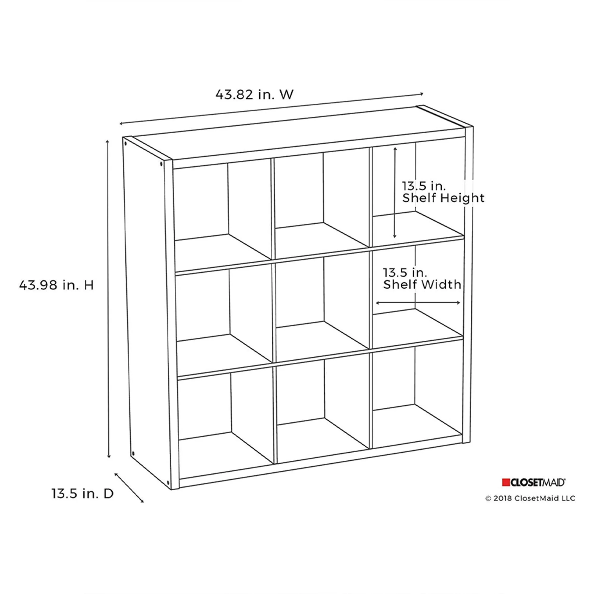 ClosetMaid Decorative Bookcase Open Back 9-Cube Storage Organizer, Graphite Gray - Image 7