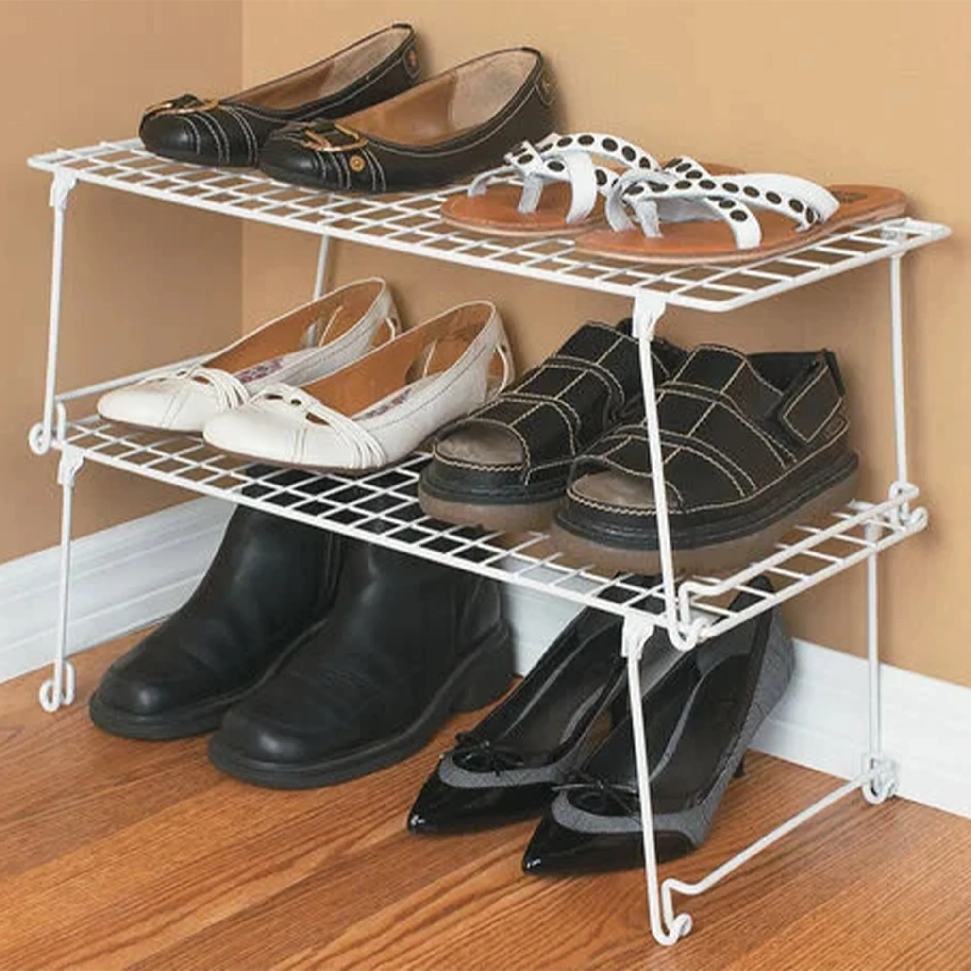 ClosetMaid Stack & Hang 21.5x10.75x7.87'' Stainless Steel Wire Shelf Unit, White - Image 6