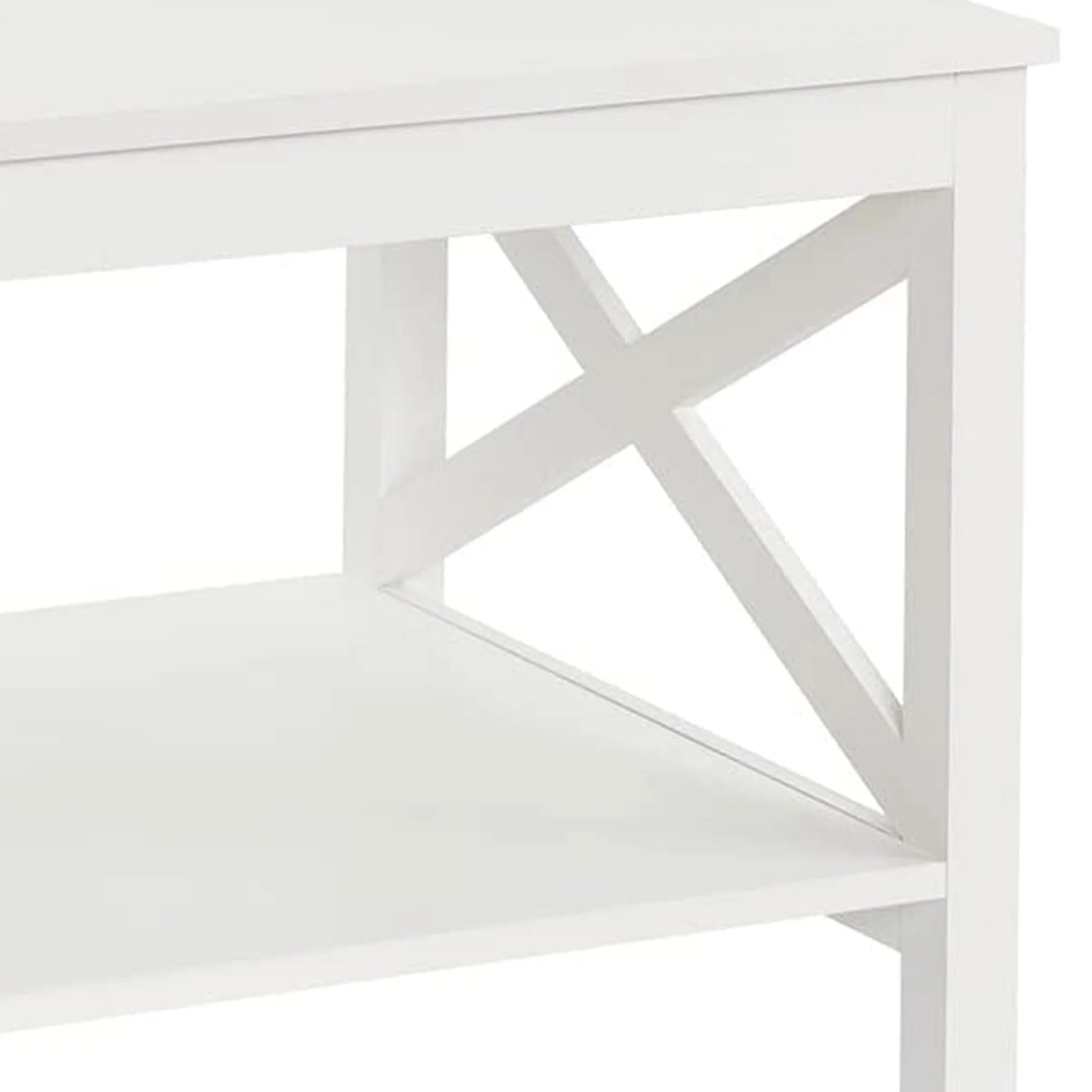 ClosetMaid X Frame Living Room Accent Coffee Table with Shelf Storage, White - Image 2