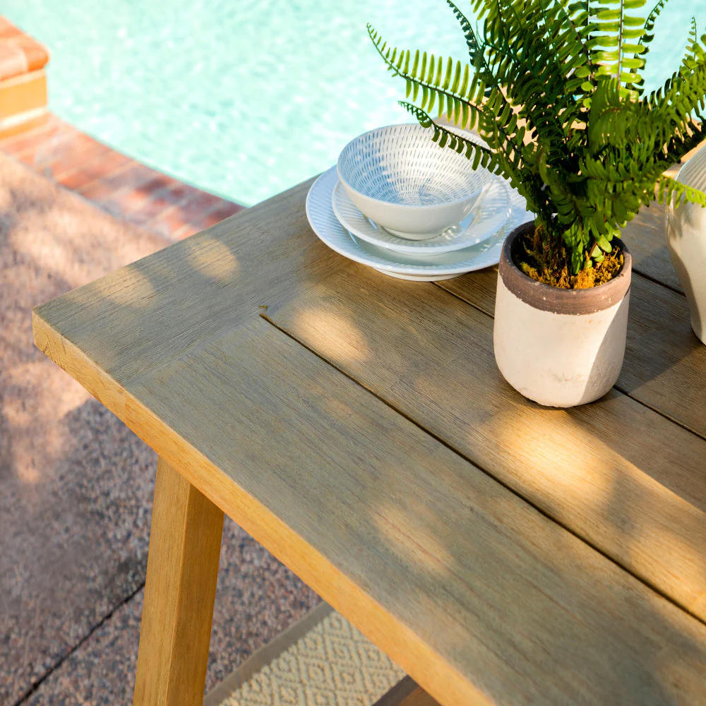 Coaster Sierra 6 Piece Eucalyptus Wooden Rectangular Outdoor Dining Set, Natural - Image 5