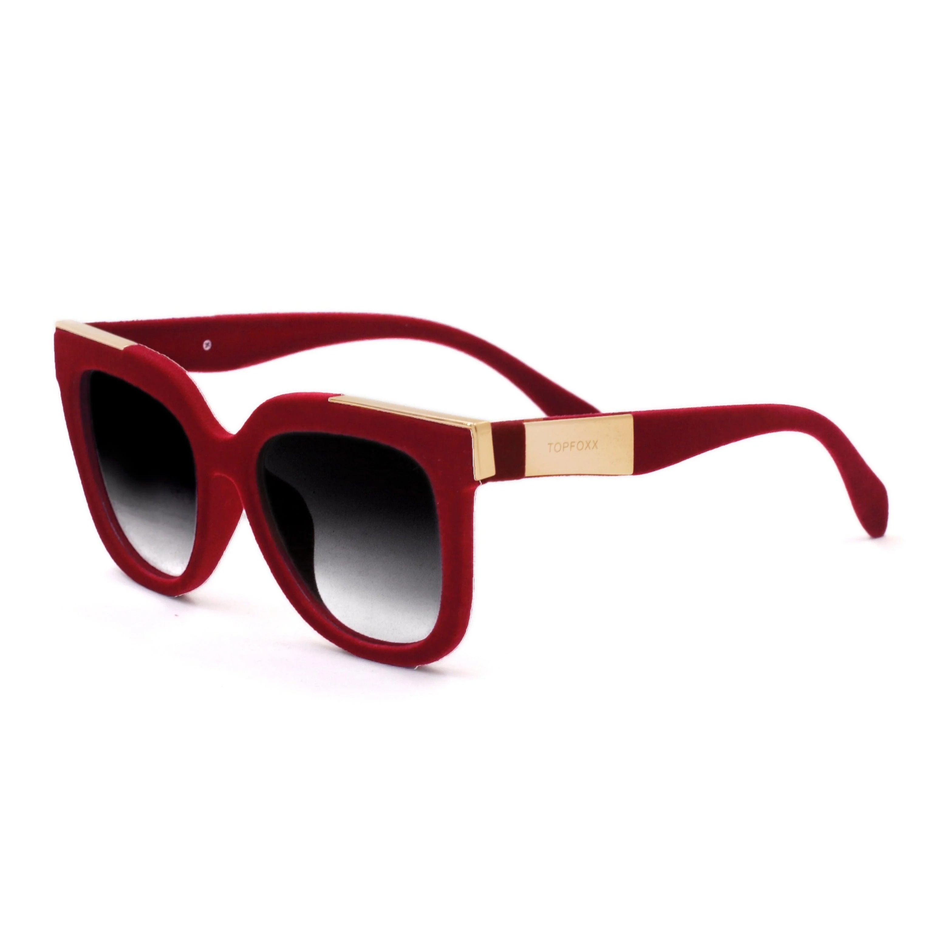 Coco - Red Velvet Frame Black Lens Wayfarer Sunglasses - Image 4