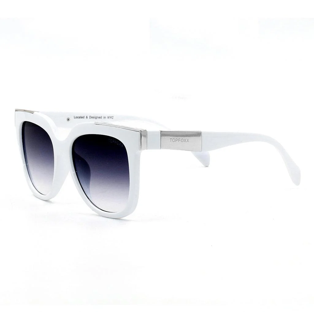 Coco - White Frame Faded Black Lens Wayfarer Sunglasses - Image 6