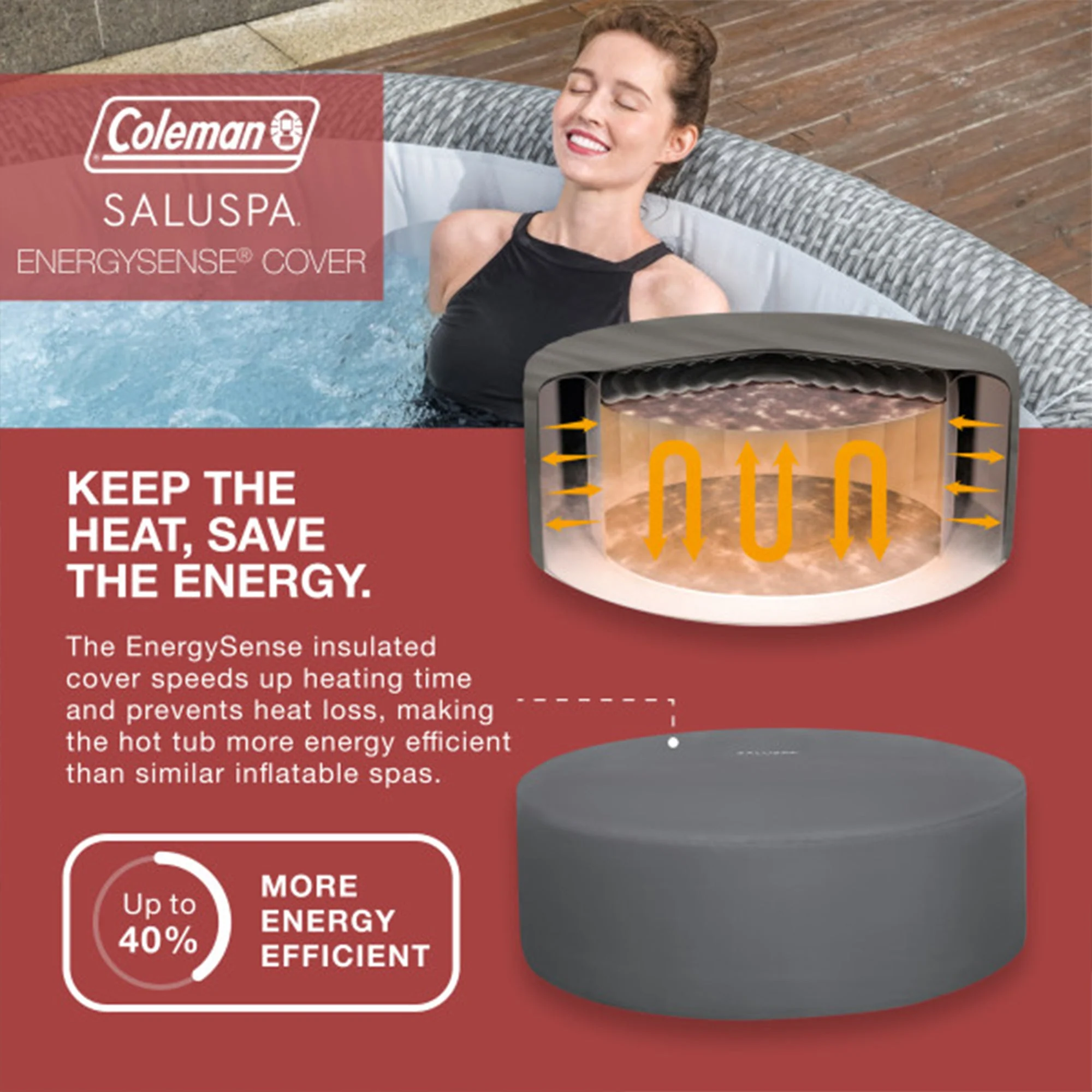 Coleman Sicily AirJet Round Inflatable Hot Tub with EnergySense Cover, Grey - Image 5