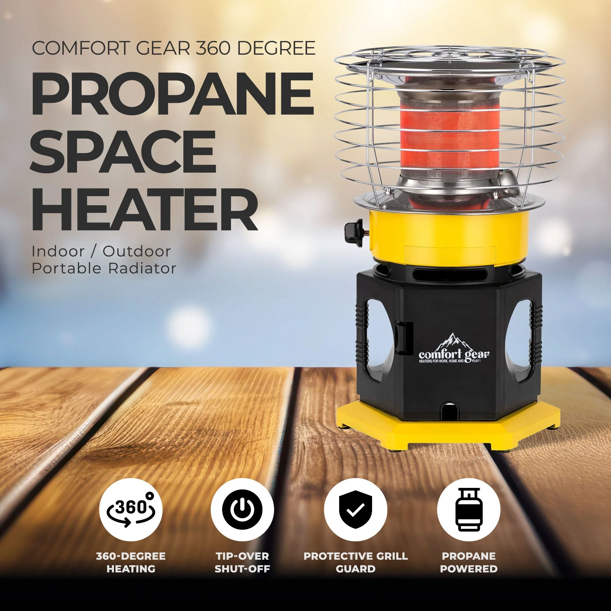 Comfort Gear 360 Degree Propane Space Heater Indoor/Outdoor Portable Radiator - Image 2