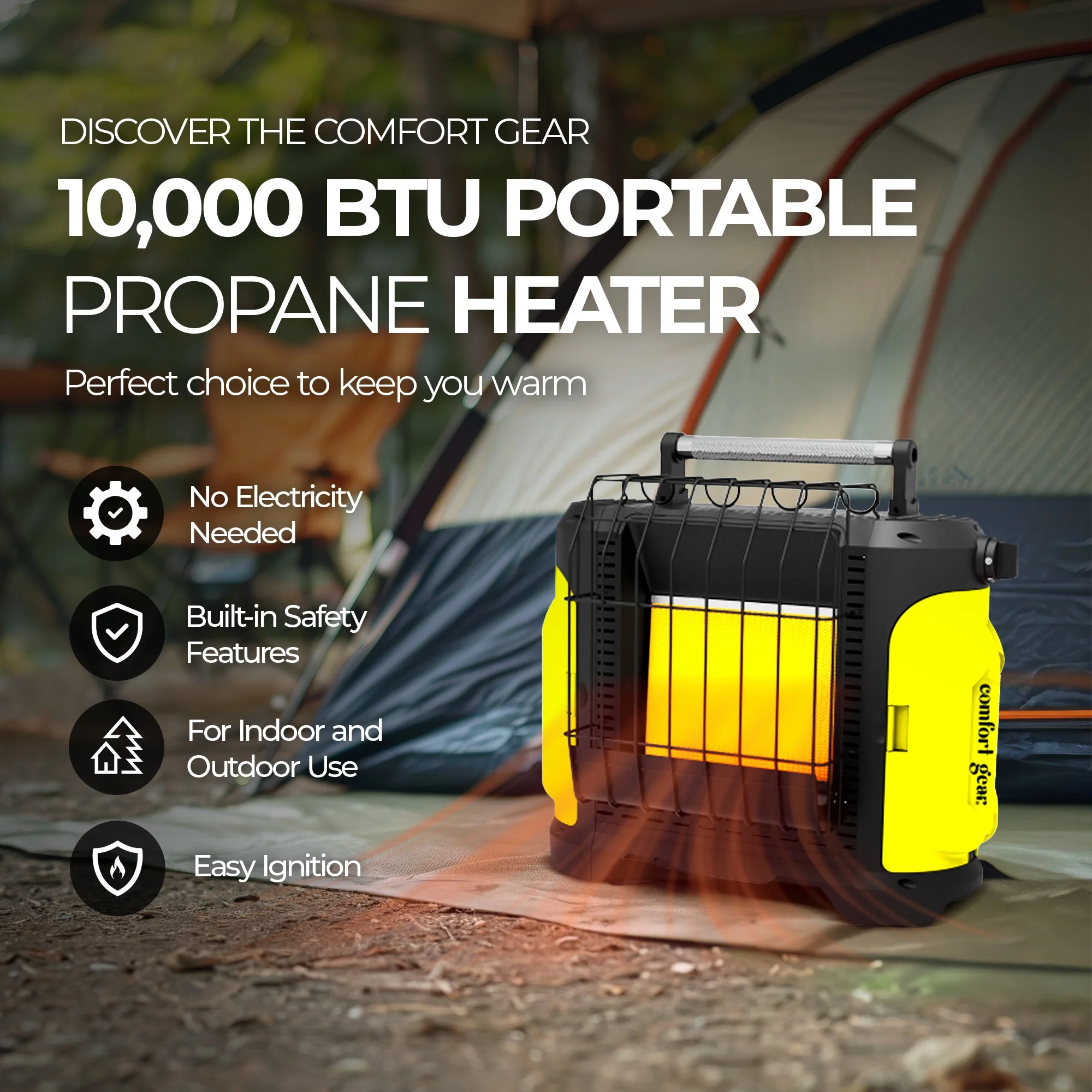 Comfort Gear Portable Propane Indoor/Outdoor Space Heater for 250 Square Feet - Image 2