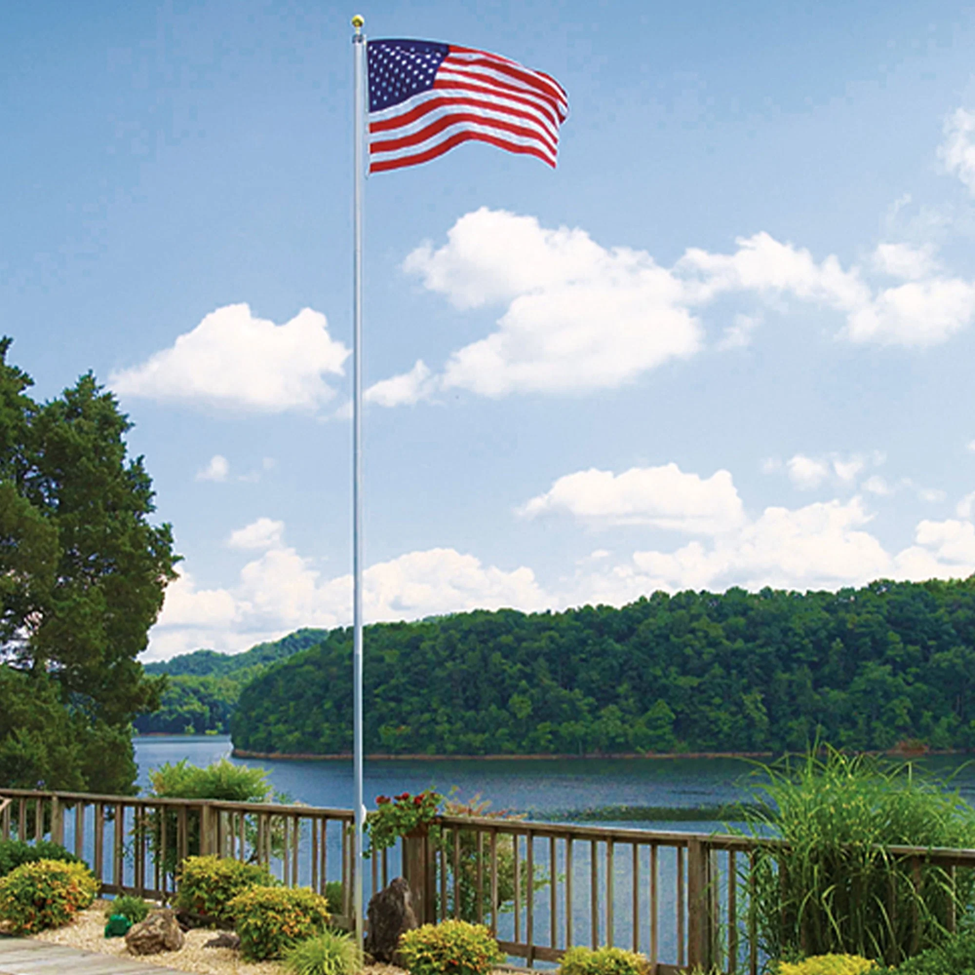 Concord American Flagpole Tapered Aluminum Traditional Pole Kit, Clear, 20 Feet - Image 3