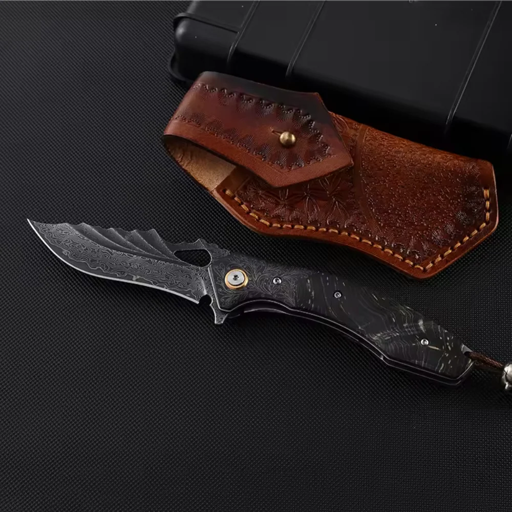 Condor VG10 Damascus Pocket Knife with Maple Burl Handle - Image 5