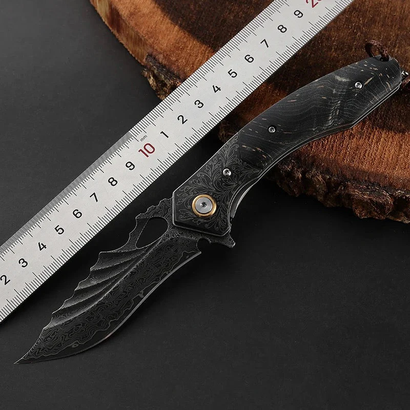 Condor VG10 Damascus Pocket Knife with Maple Burl Handle - Image 9