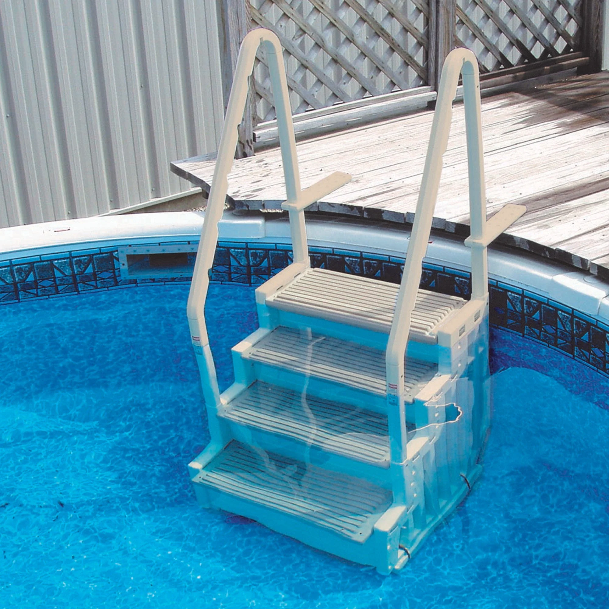 Confer Plastics InPool Step Ladder, Above Ground Swimming Pool Stairs, Warm Gray - Image 3