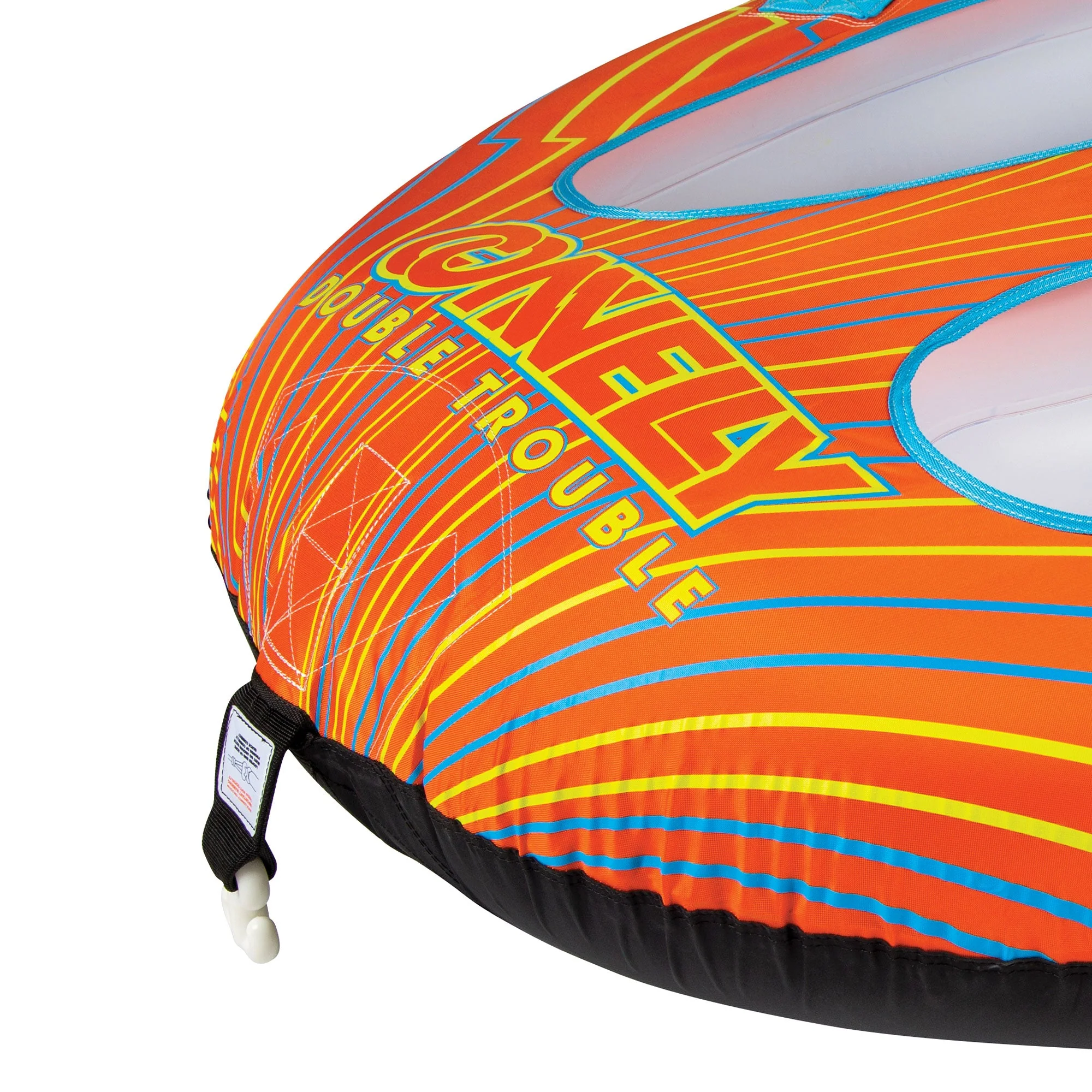 Connelly Double Trouble 2 Rider Inflatable Boat Towable Water Inner Tube, Orange - Image 5