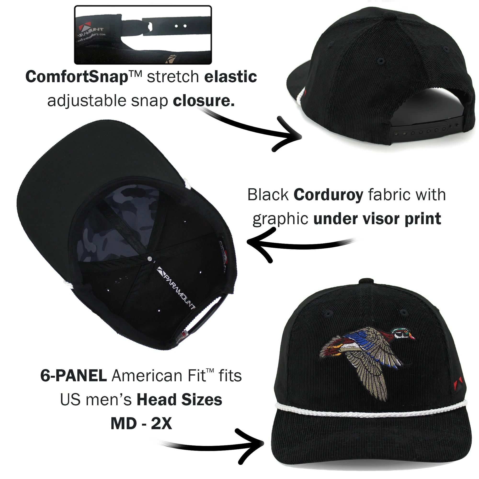 Corduroy Wood Duck 6-Panel Performance Cap - Image 10