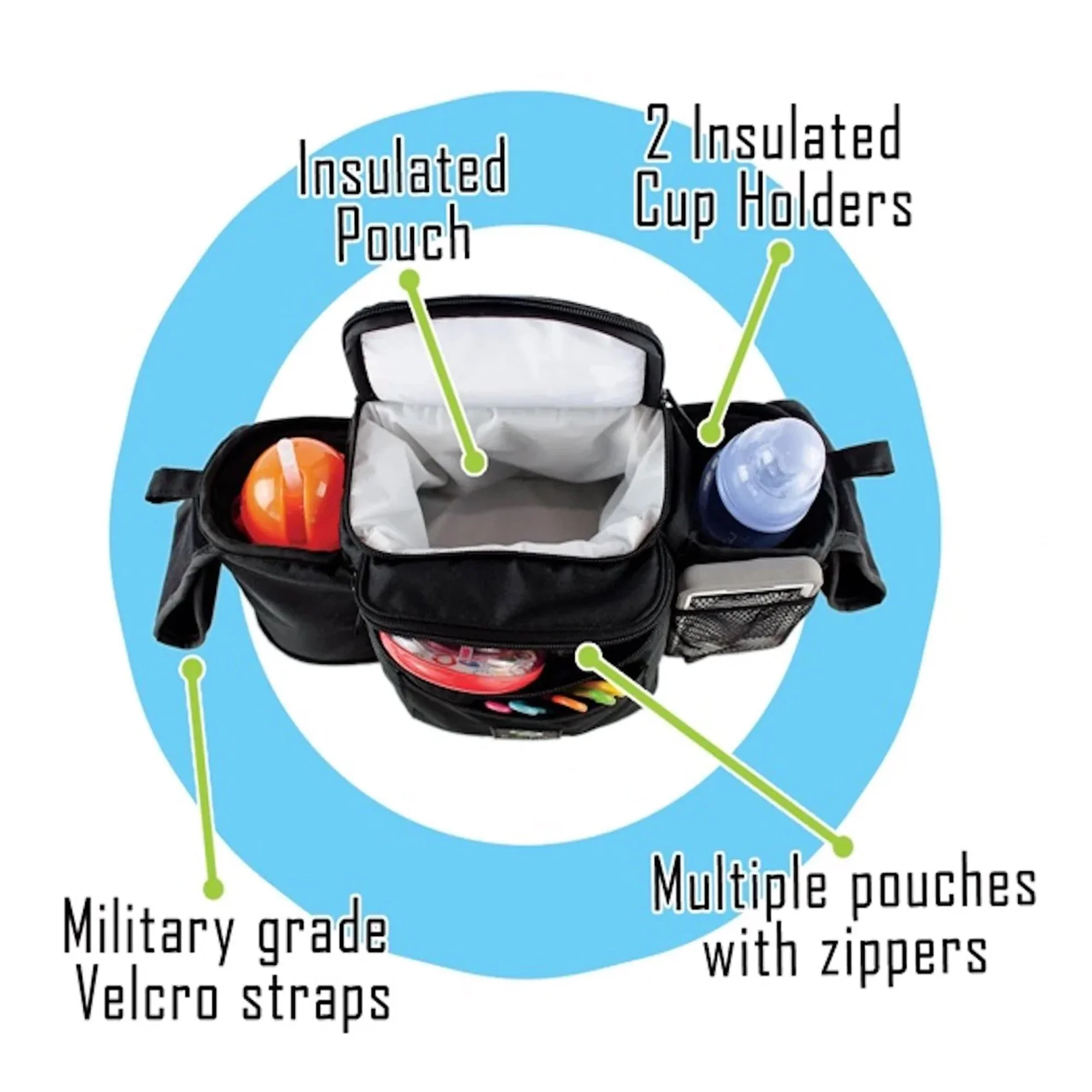 Cozy Cover CozyBaby Stroller Organizer Insulated Storage Caddy Basket, Black - Image 3