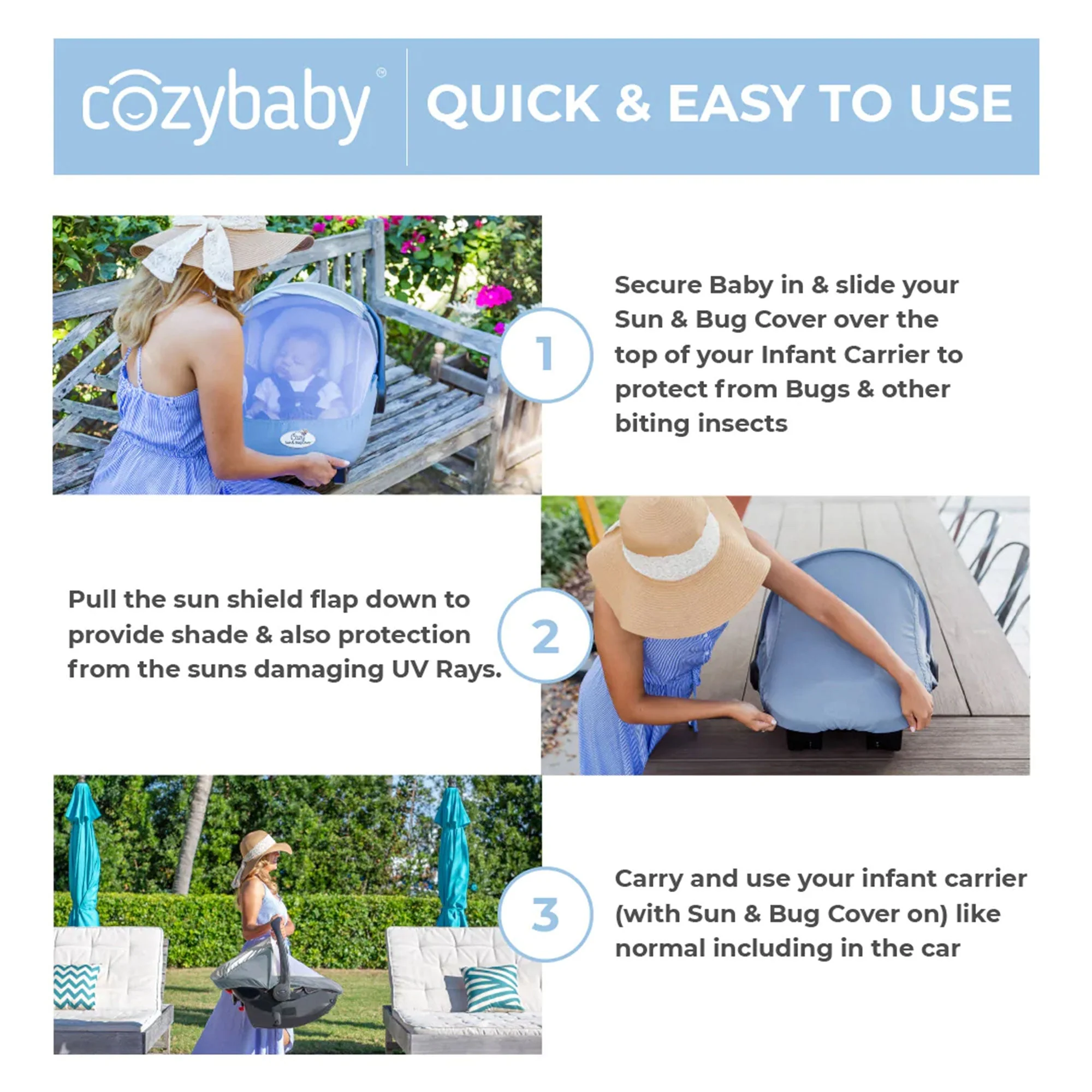 CozyBaby Lightweight Mesh Summer Sun and Bug Infant Carrier Cover, Orange Mango - Image 5