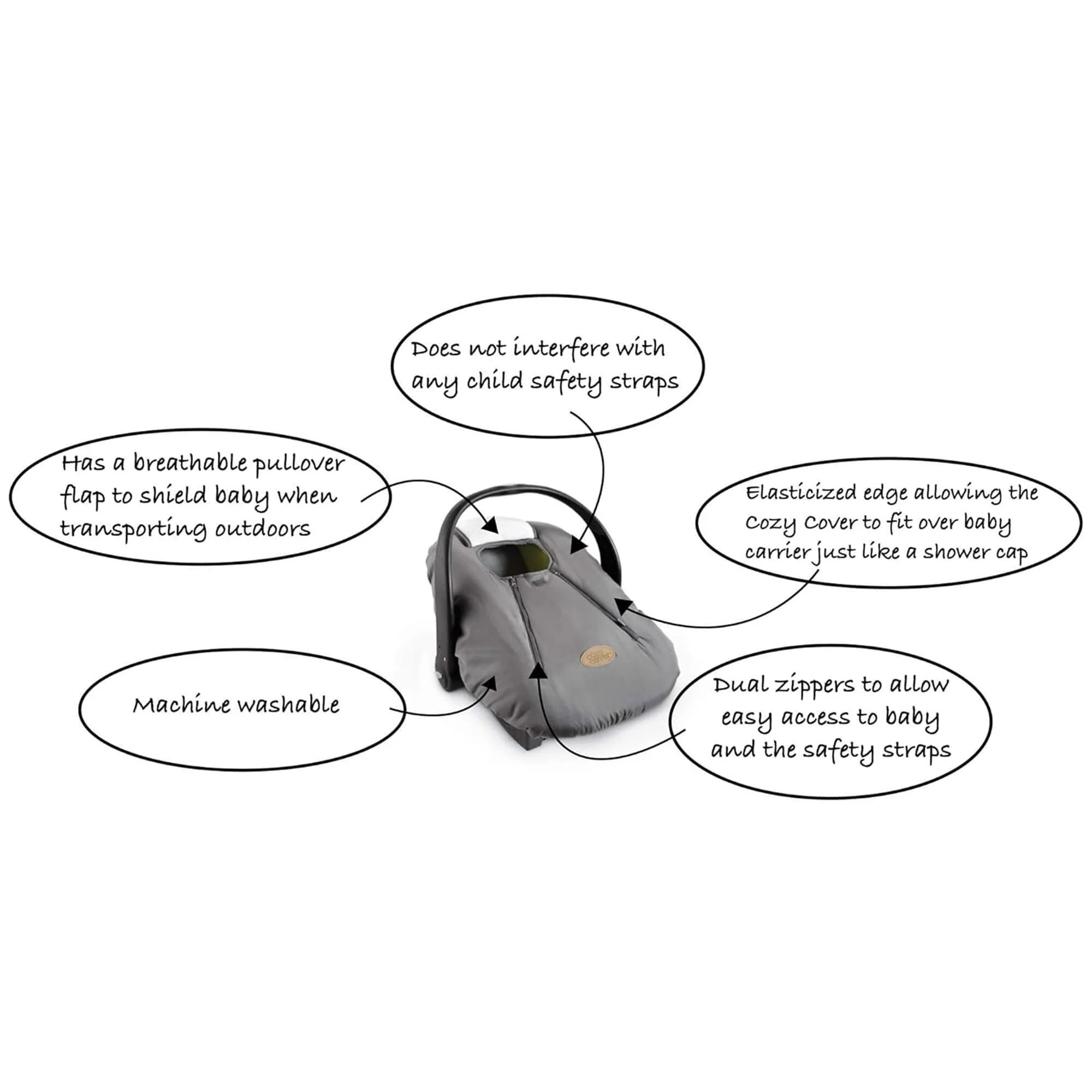 CozyBaby Original Infant Car Seat Cover w/ Dual Zippers & Elastic Edge, Camo - Image 3