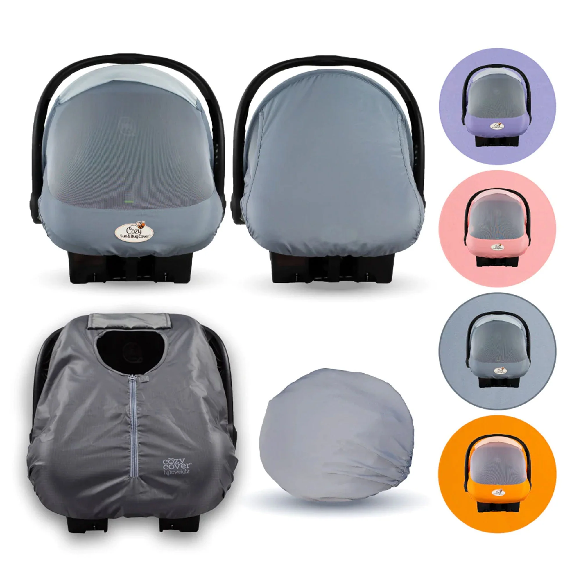 CozyBaby Sun & Bug Cover w/ Lightweight Summer Cozy Cover for Baby Carrier, Gray - Image 4