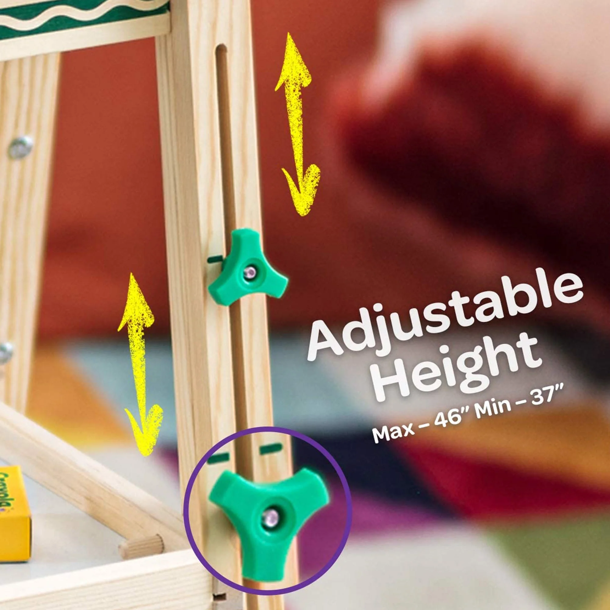 Crayola Kids Mini Dual Sided Wooden Art Easel w/ Chalkboard & Dry Erase Supplies - Image 4