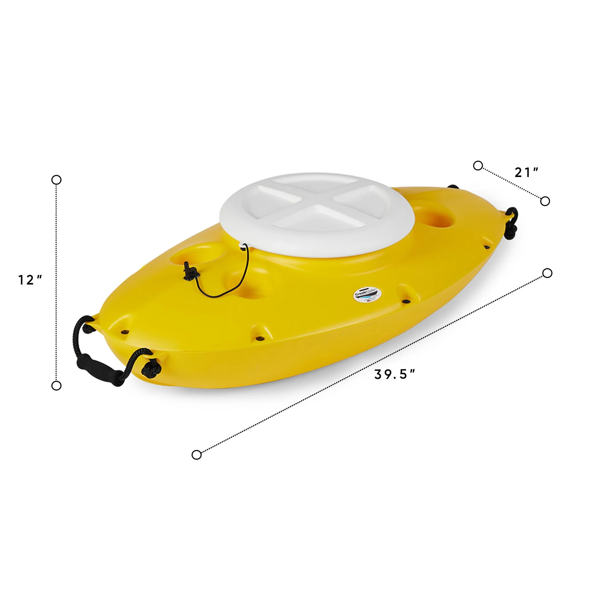 CreekKooler 30 Qt Floating Insulated Beverage Cooler Pull Behind Kayak, Yellow - Image 4