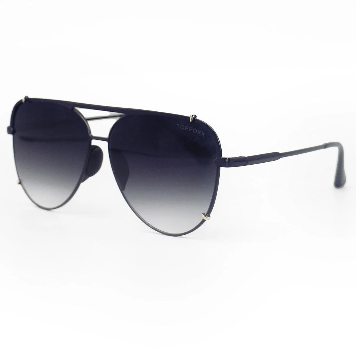 Cristina - Tangle Free - Faded Black and Gold Aviator Sunglasses - Image 3