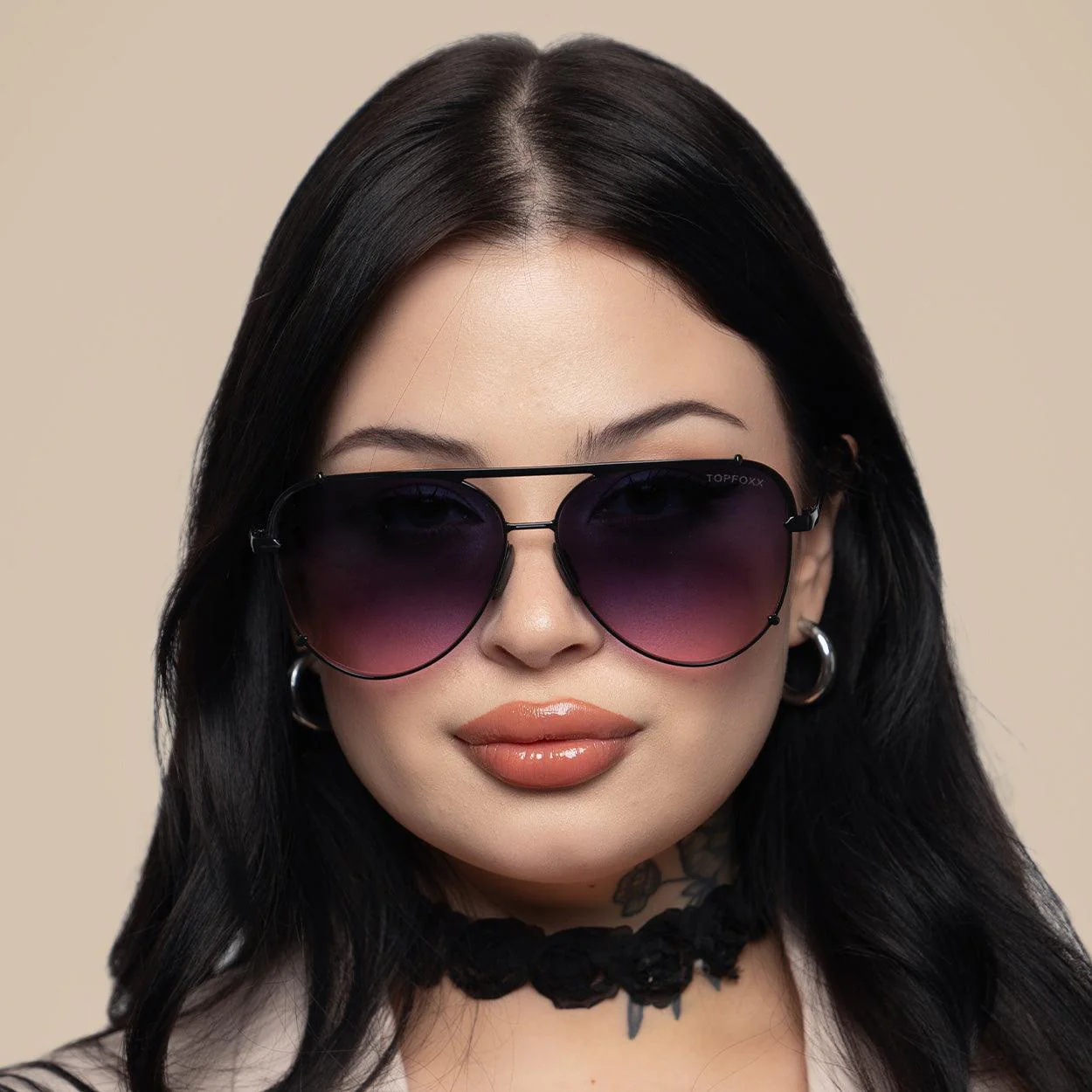 Cristina - Tangle Free - Faded Purple & Pink Aviator Sunglasses - Image 4