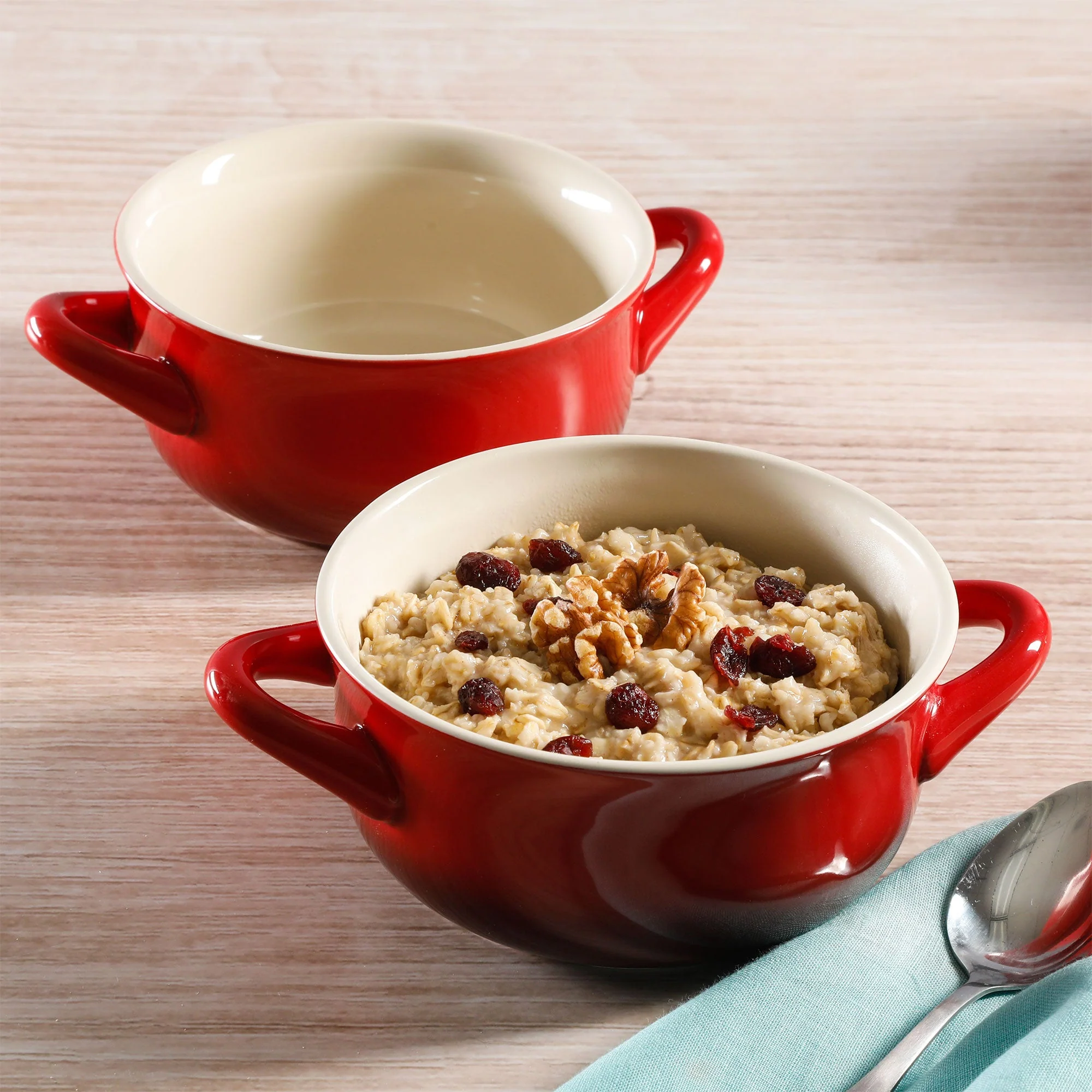 Crock-Pot 30oz Artisan Stoneware Soup Bowl w/ Handles, 2 Pack, Red Gradient - Image 6