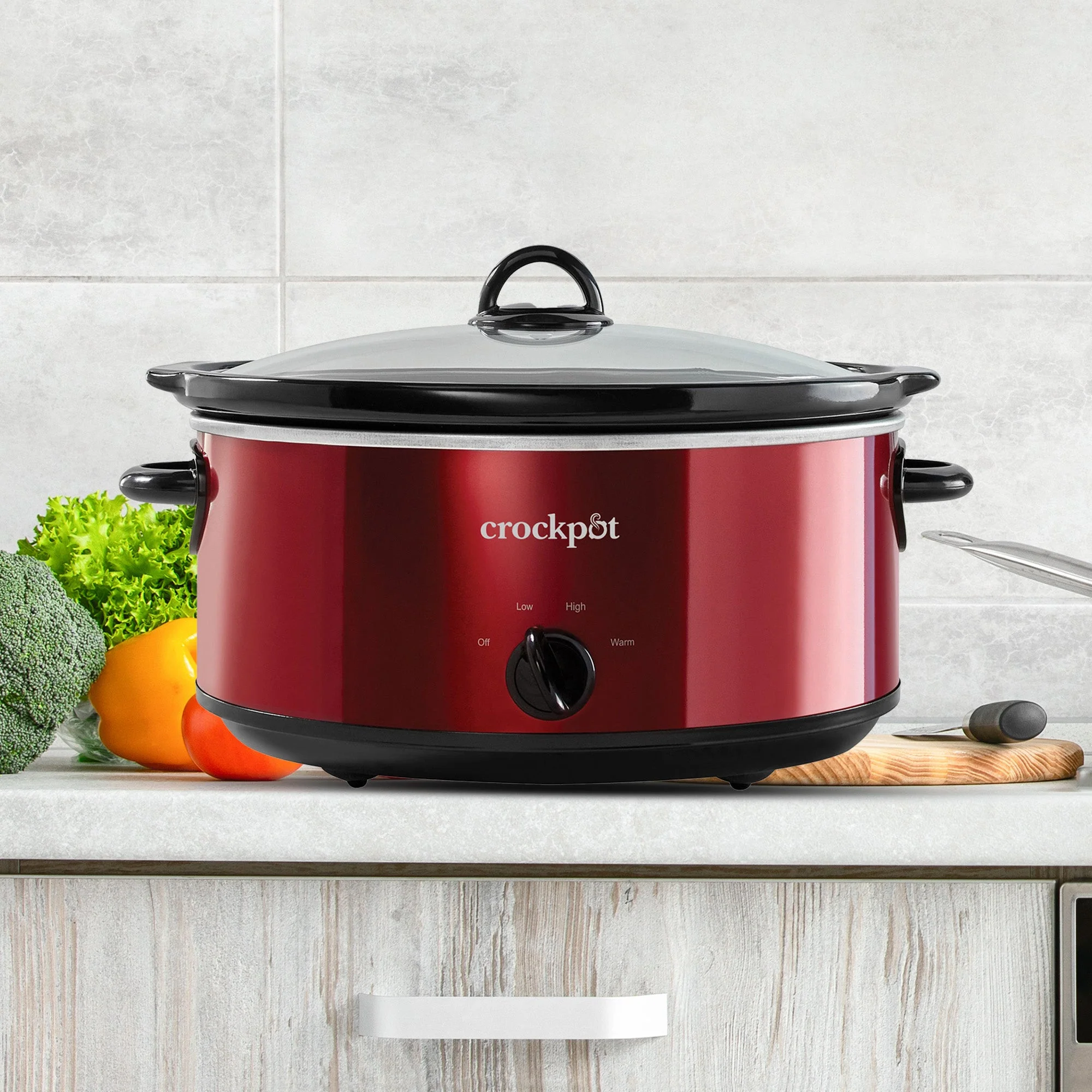Crock-Pot 7 Quart Capacity Food Slow Cooker Home Cooking Kitchen Appliance, Red - Image 5