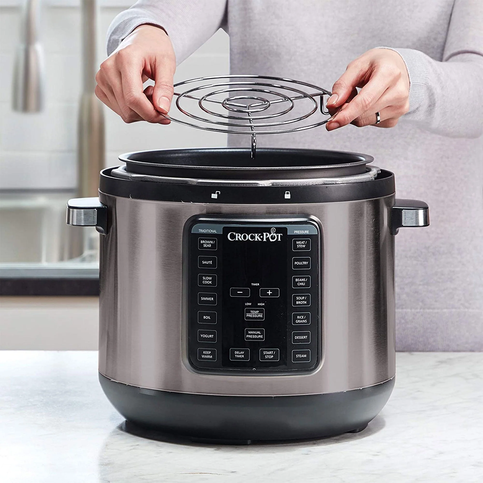 Crock-Pot 8 Quart 13 Program Stainless Steel Crock Pressure Cooker w/ Lid, Black - Image 3
