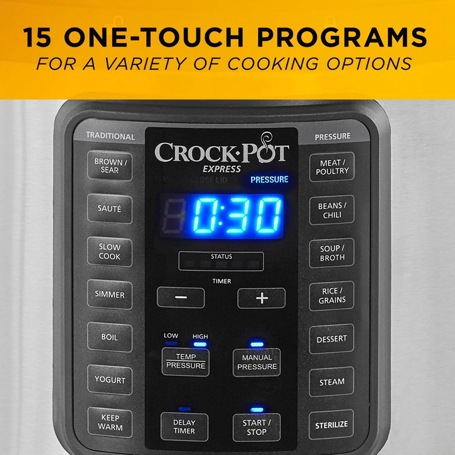 Crock-Pot Multi Function 10 Quart Express Home Food Cooker, Stainless Steel - Image 4