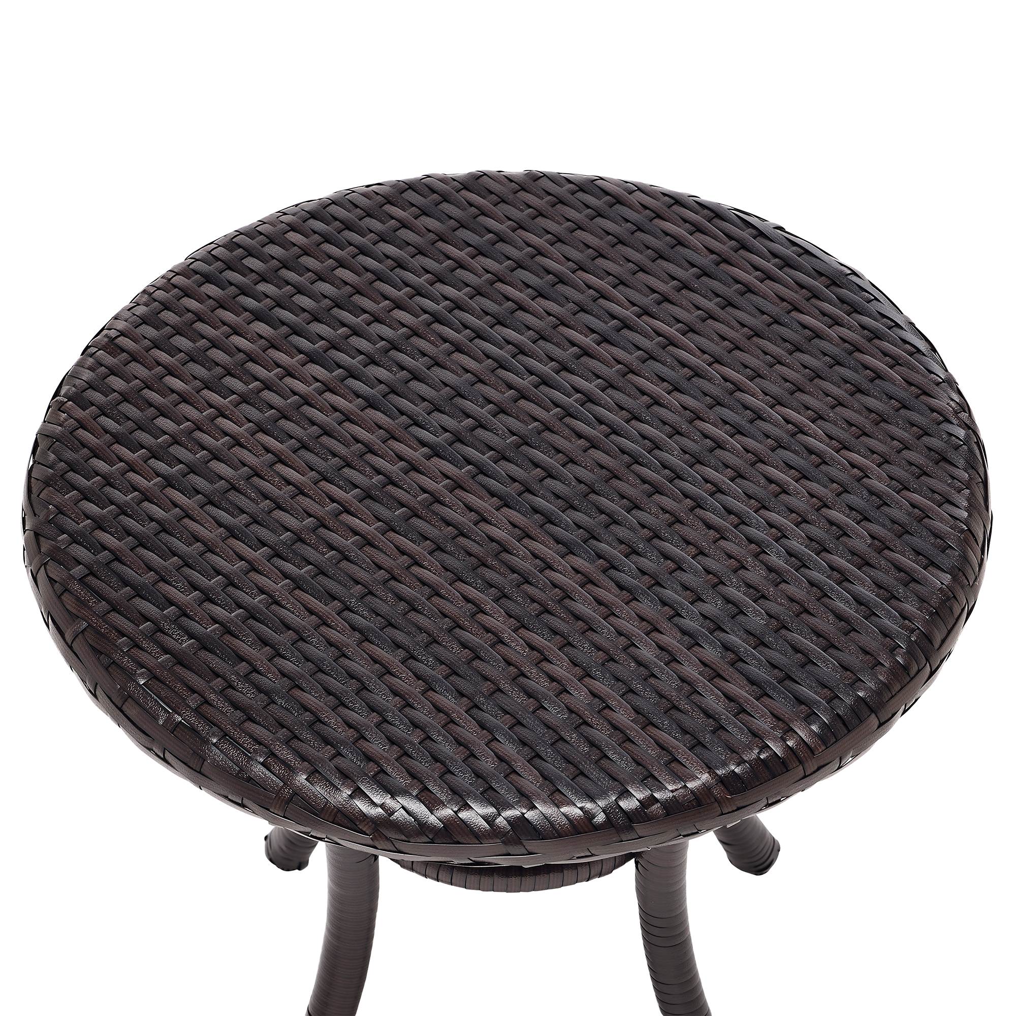Crosley Furniture Palm Harbor Outdoor Backyard Patio Wicker Side Table, Brown - Image 3