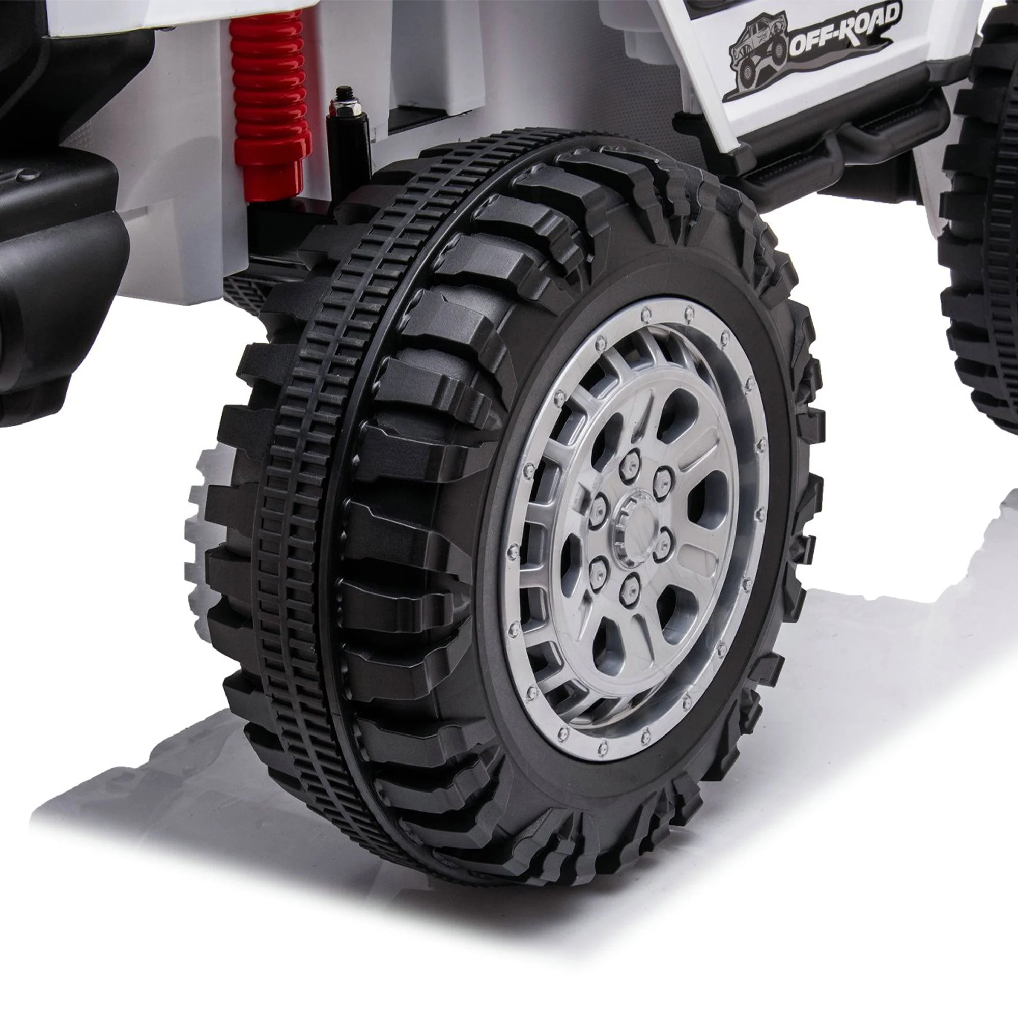 DAKOTT 12V Ride On Truck Electric Off Road Car w/Remote Control for Kids, White - Image 12