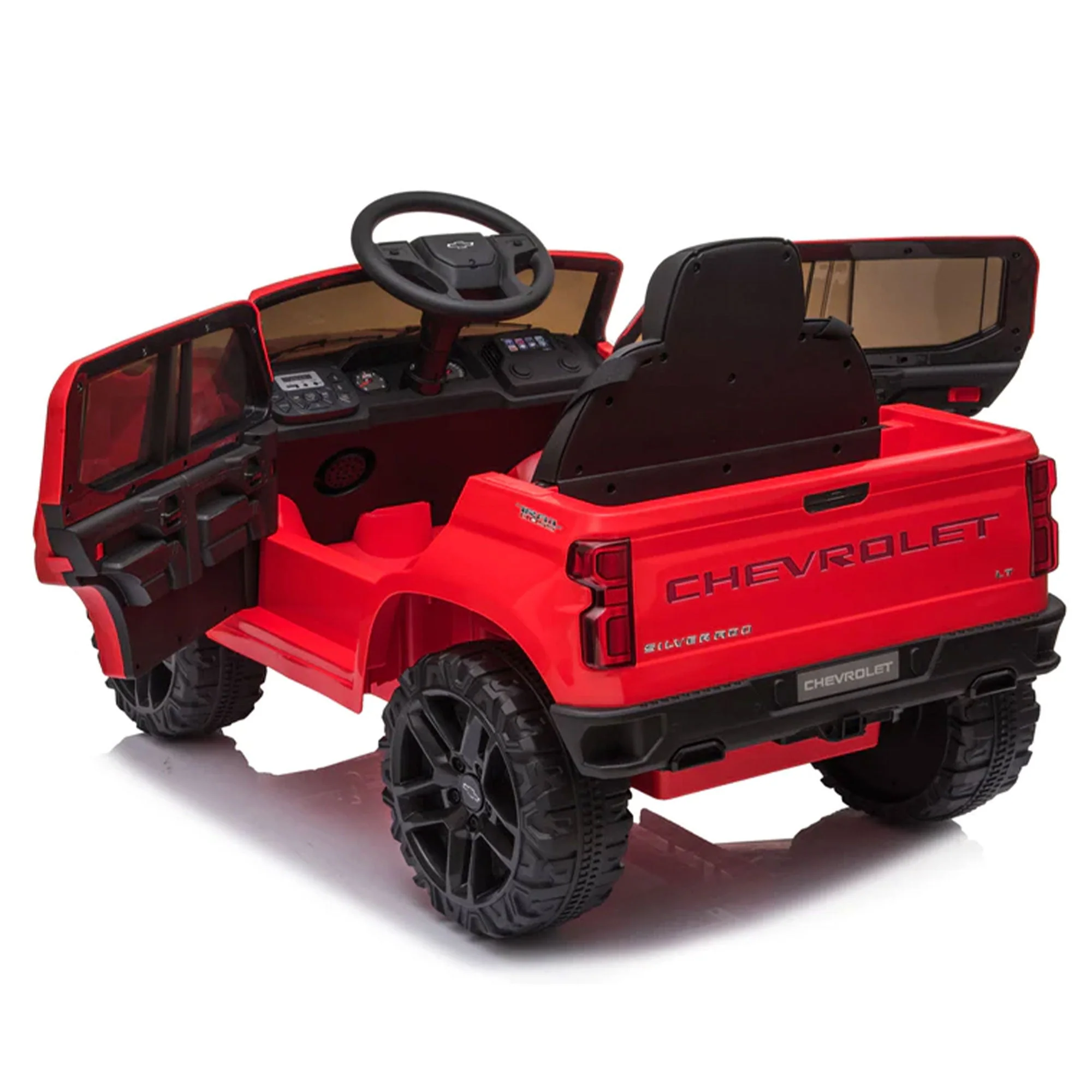 Dakott Chevy Silverado 4 x 4 Big Wheels Trail Boss Ride On Monster Truck, Red - Image 4