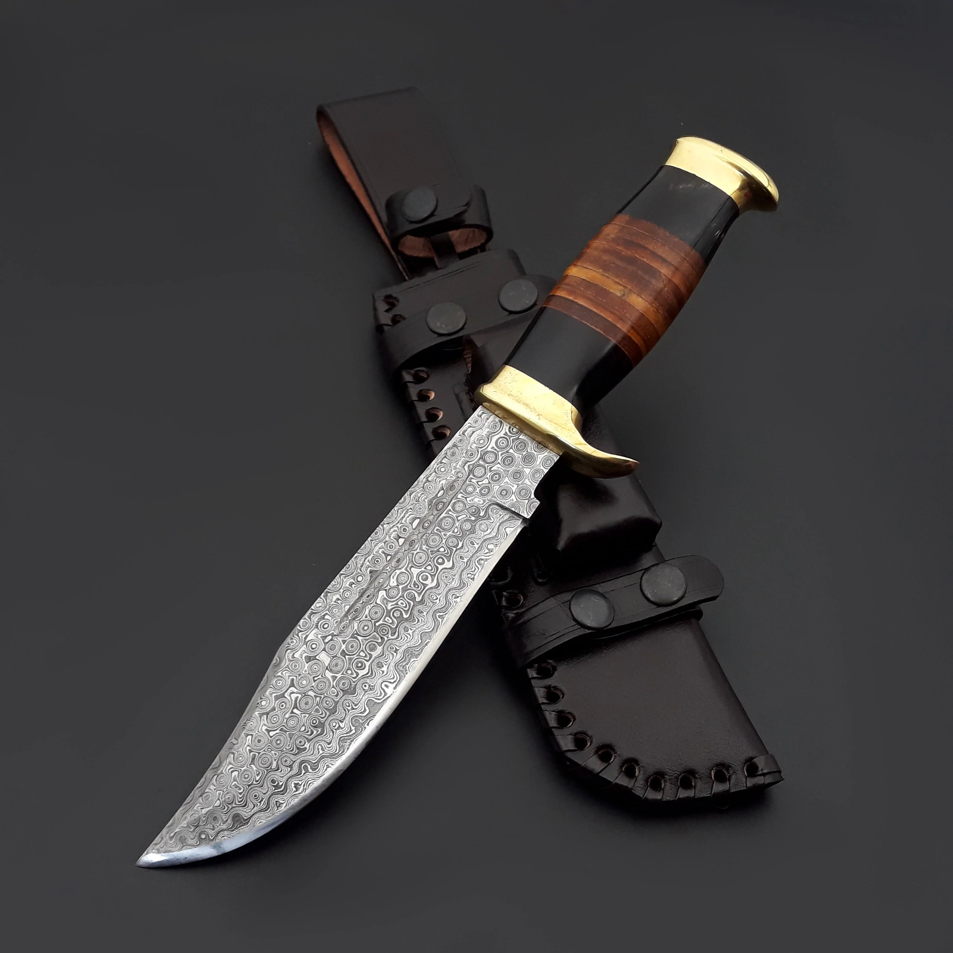 Darkstar Custom Bowie Knife with Bull Horn & Leather Handle - Image 2