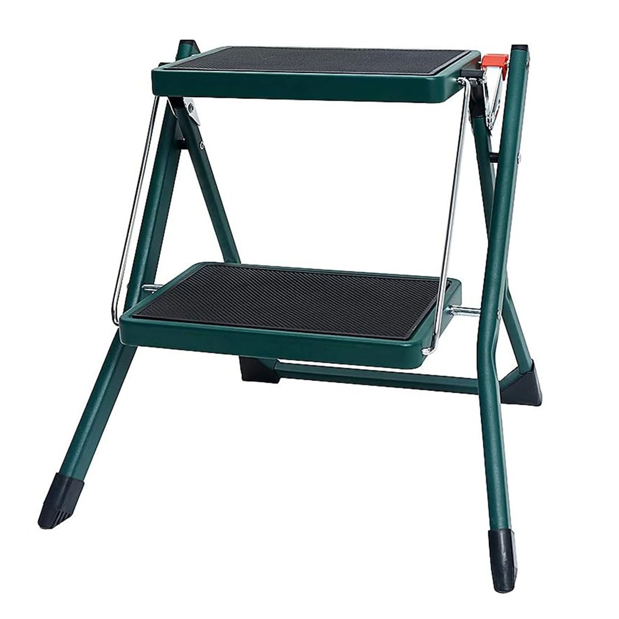 Delxo Foldable Steel 2 Step Stool Step Ladder with Non Slip Wide Pedal, Green - Image 2