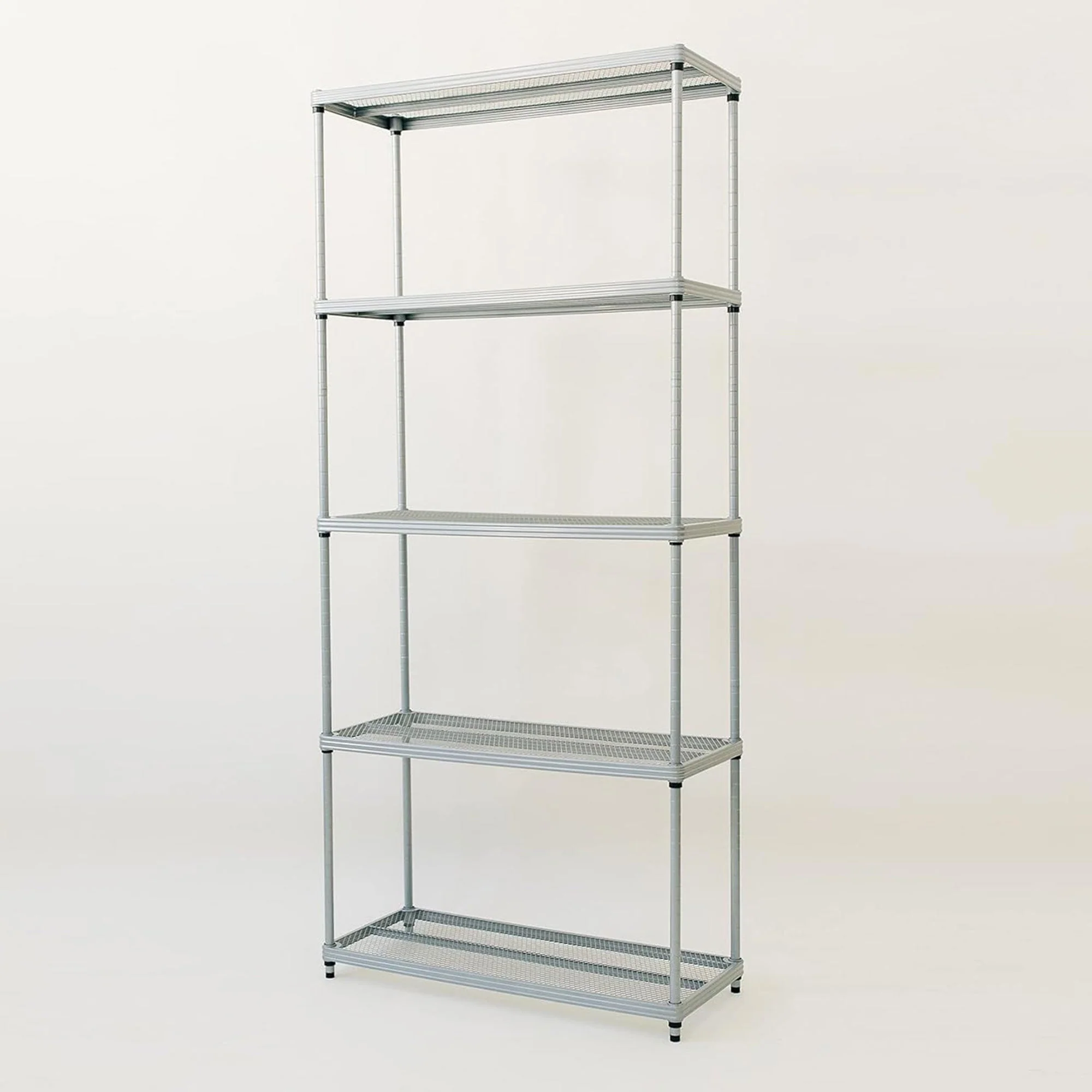 Design Ideas MeshWorks 5 Tier Metal Storage Shelving Unit Rack Bookshelf, Silver - Image 8