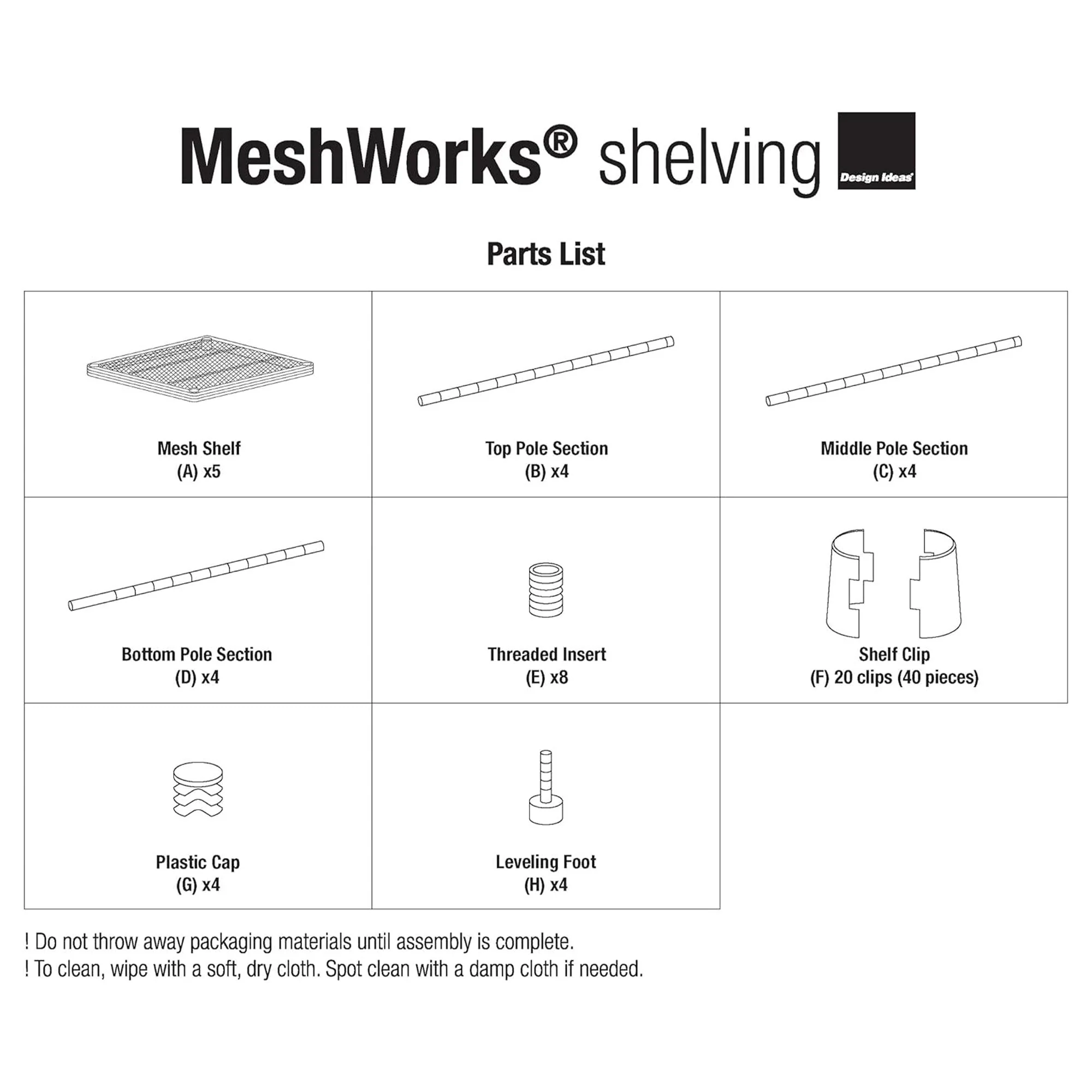 Design Ideas MeshWorks 5 Tier Tower Metal Storage Shelving Unit Rack, Silver - Image 6