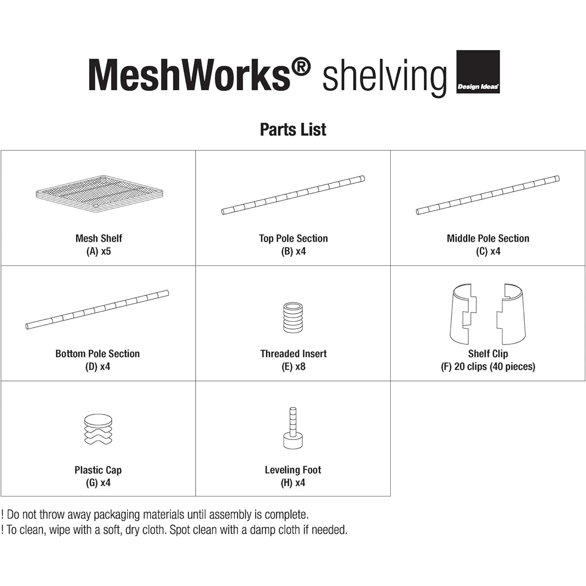 Design Ideas MeshWorks 5 Tier Tower Metal Storage Shelving Unit Rack, Sky Blue - Image 12