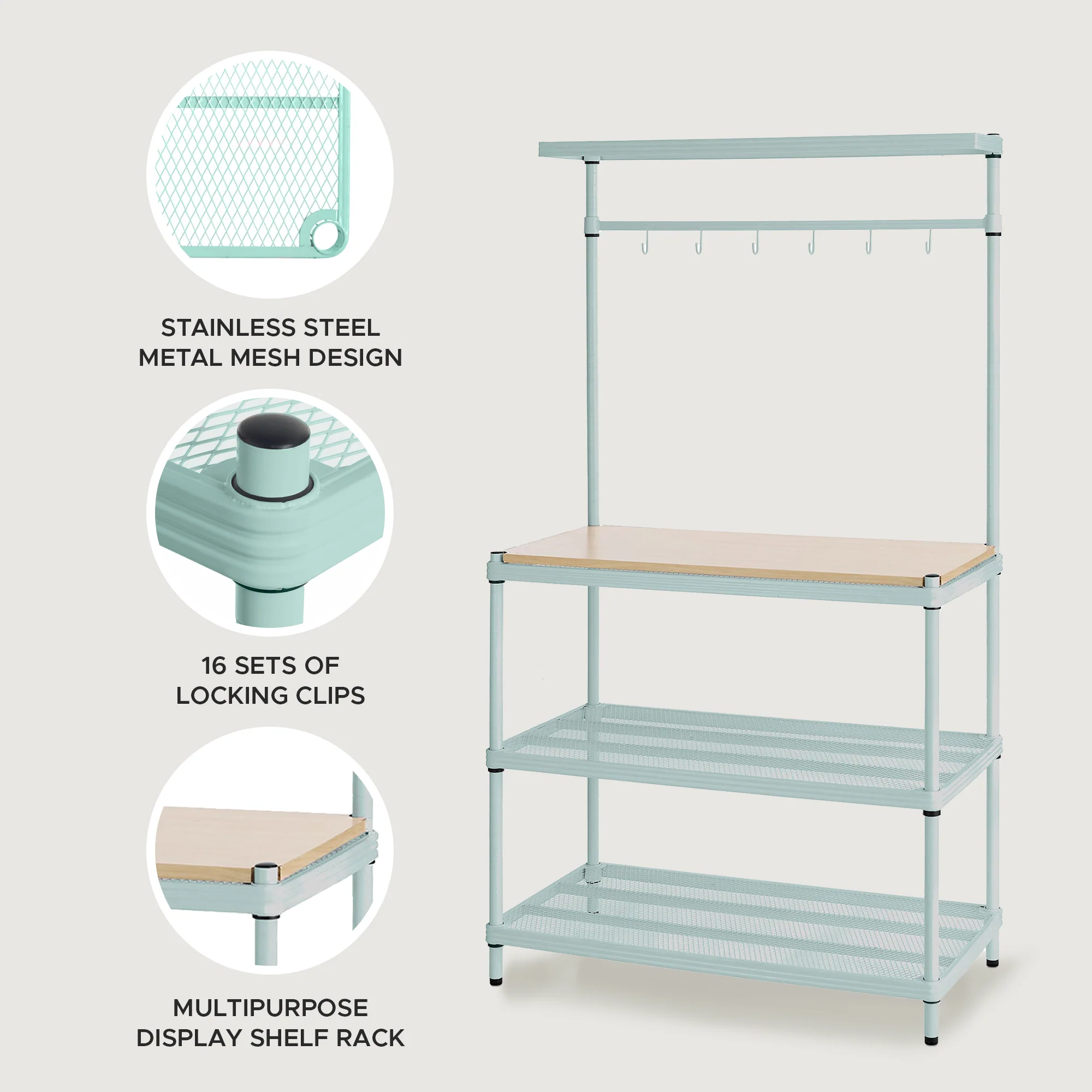 Design Ideas MeshWorks 6 Tier Tower Metal Storage Shelving Unit Rack, Silver - Image 3