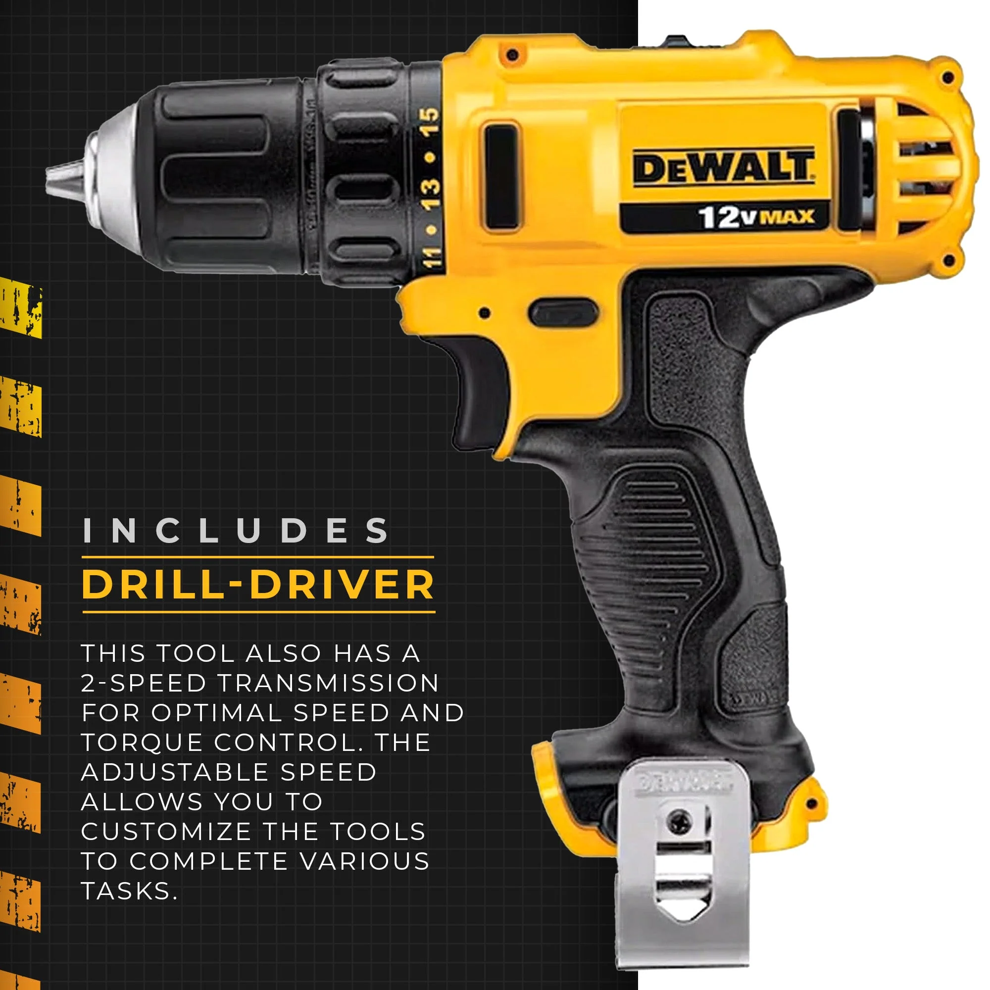 Dewalt 12V MAX Cordless Driver and Drill Hand Tool Set with 45 Drill Bits, Black - Image 6