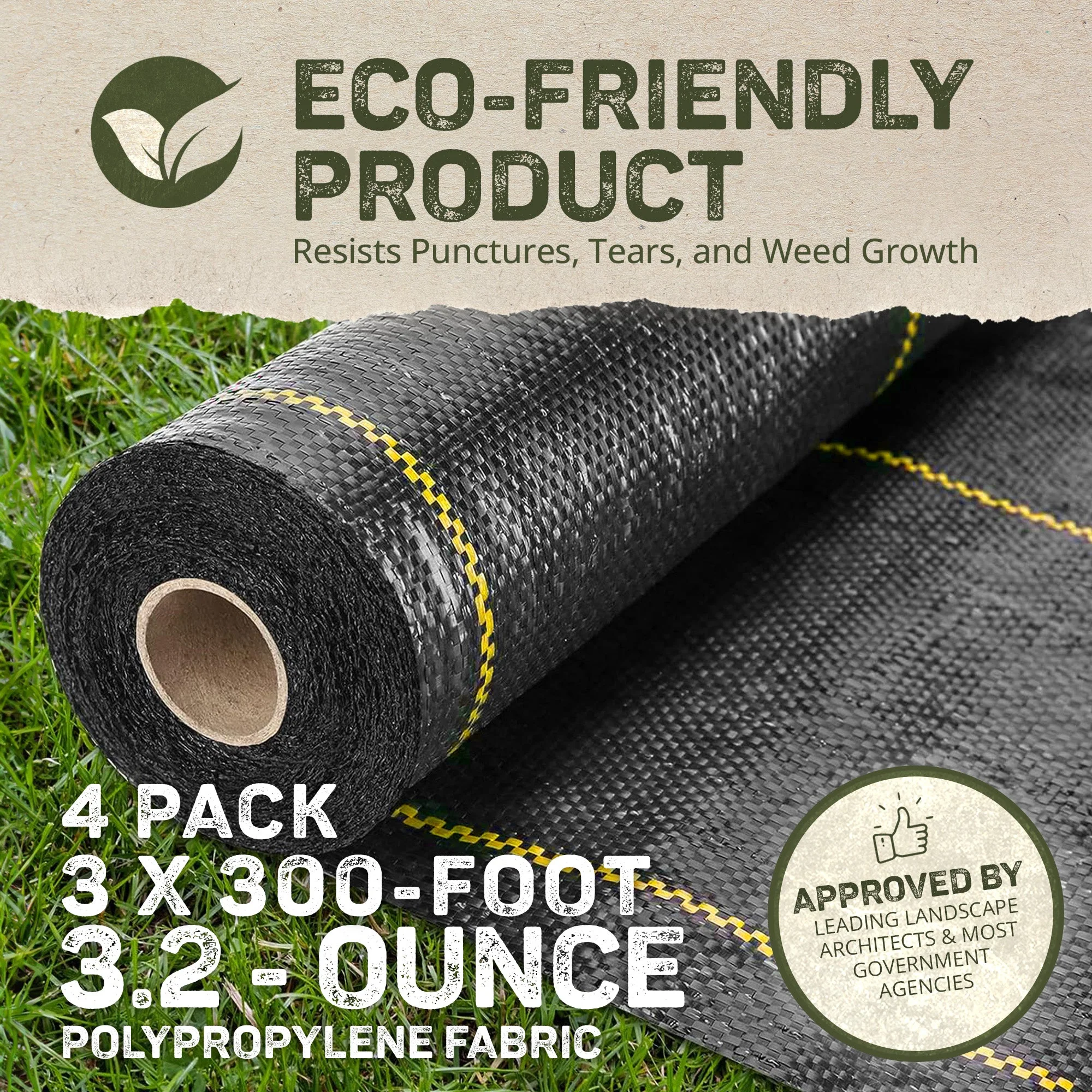DeWitt Sunbelt 3' Wide Weed Barrier Landscape Fabric Ground Cover, 300' (4 Pack) - Image 4