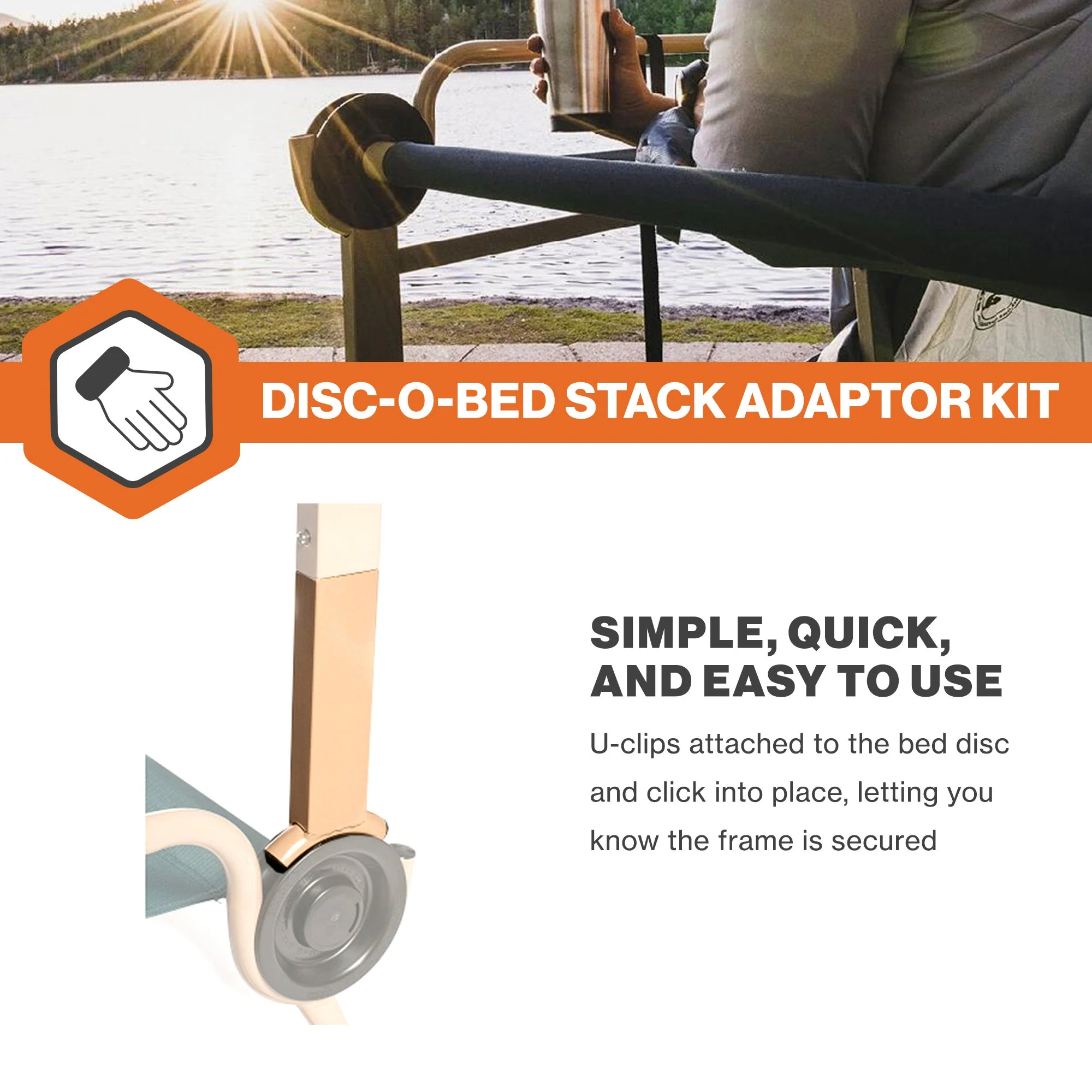 Disc-O-Bed 4 Pack Stack Adapter Kit for Disc-O-Bed Camping Cot Systems, Beige - Image 5