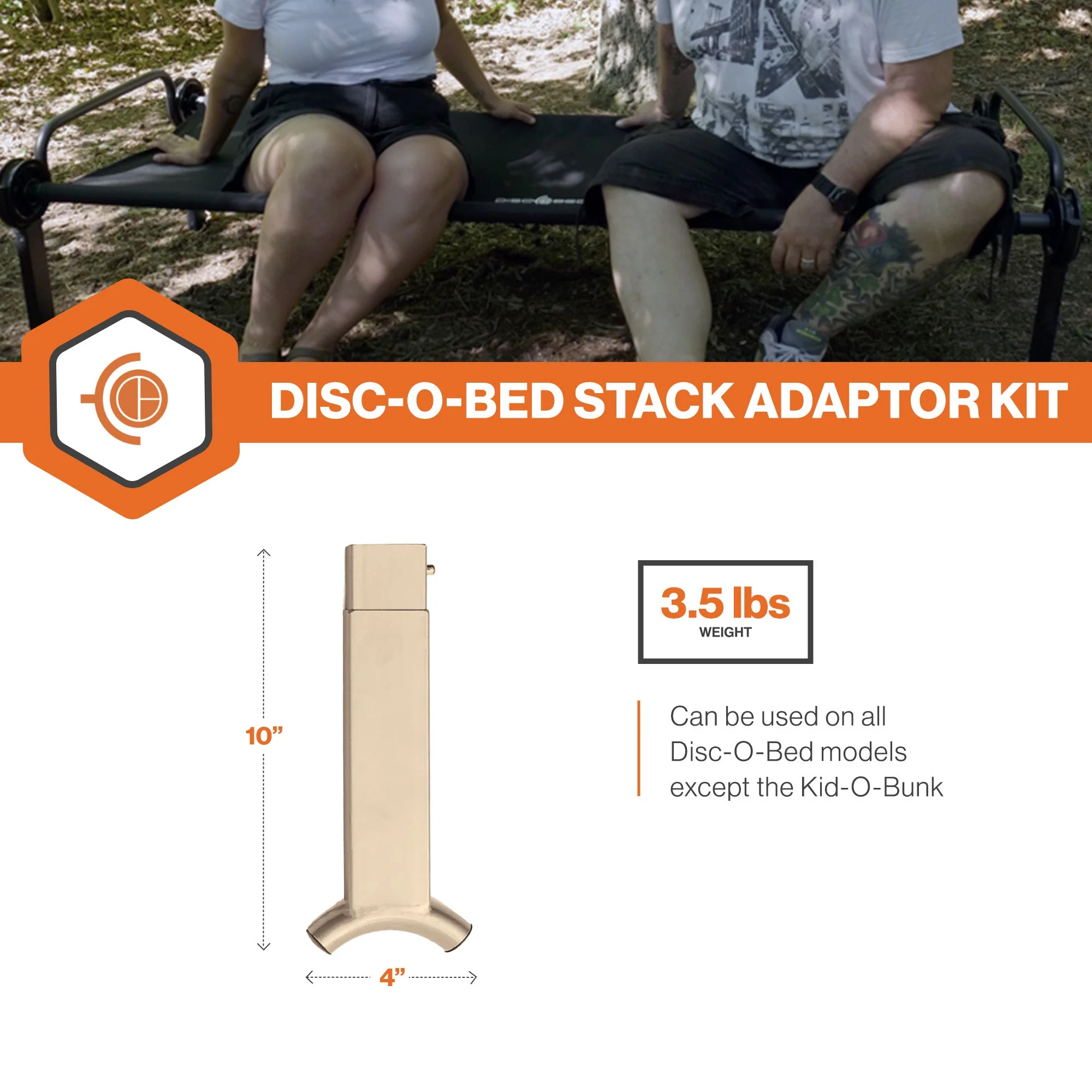 Disc-O-Bed 4 Pack Stack Adapter Kit for Disc-O-Bed Camping Cot Systems, Beige - Image 6