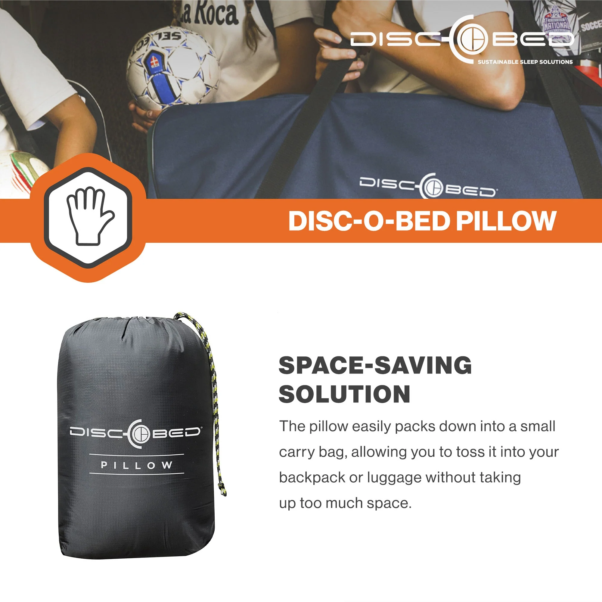 Disc-O-Bed Lightweight Compact Travel Pillow, Packable with Washable Cover, Grey - Image 5