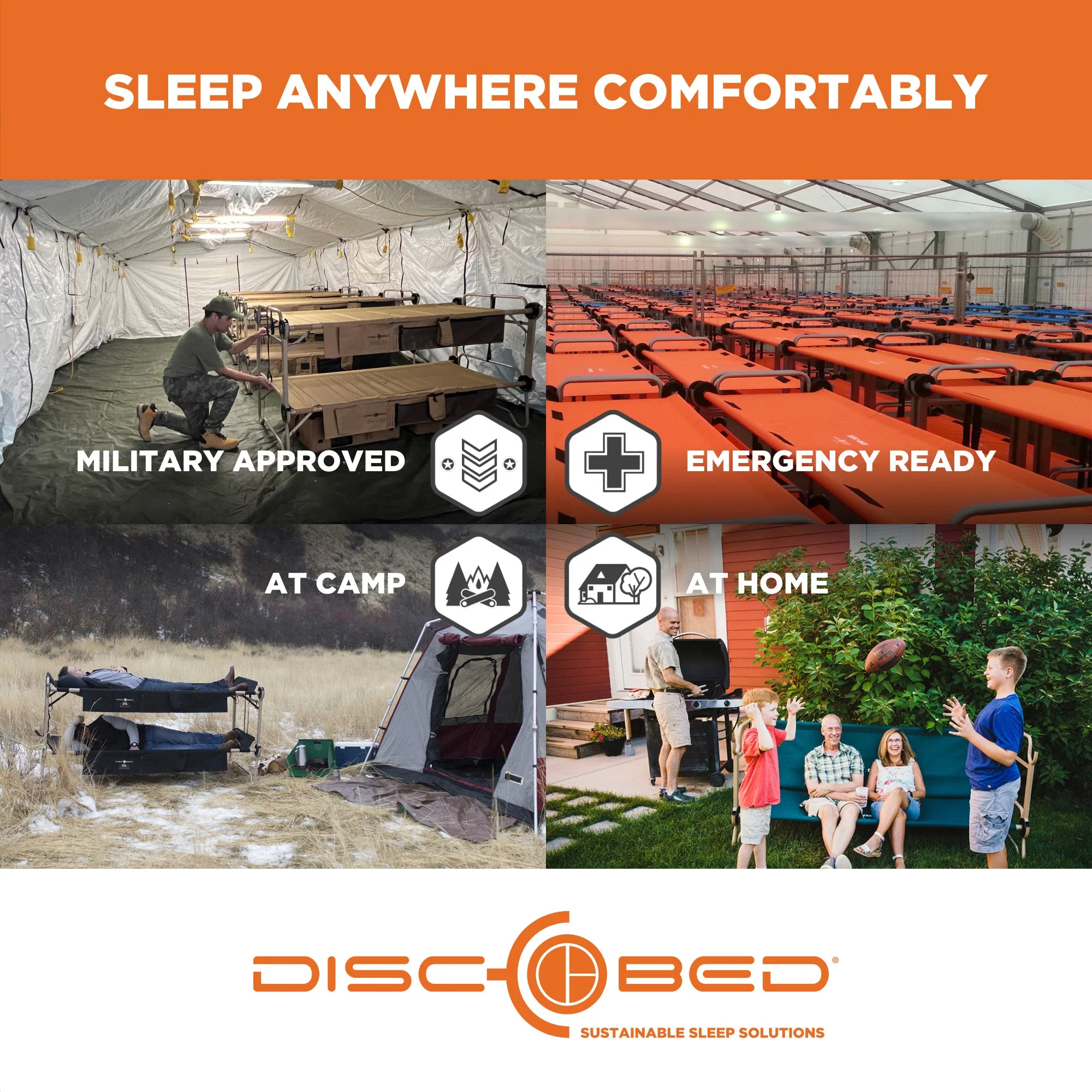 Disc-O-Bed Lightweight Travel Pillow, Camp Packable with Washable Cover, Orange - Image 6